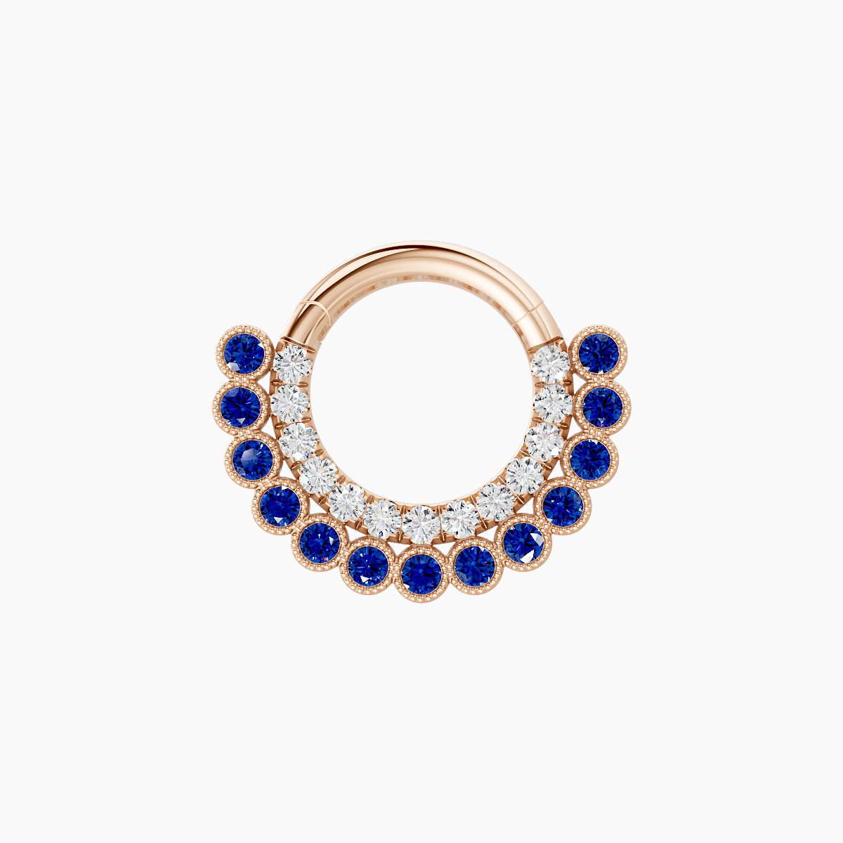 Cassandre | 18k Rose Gold 6.5 mm Sapphire & Diamond Daith Piercing