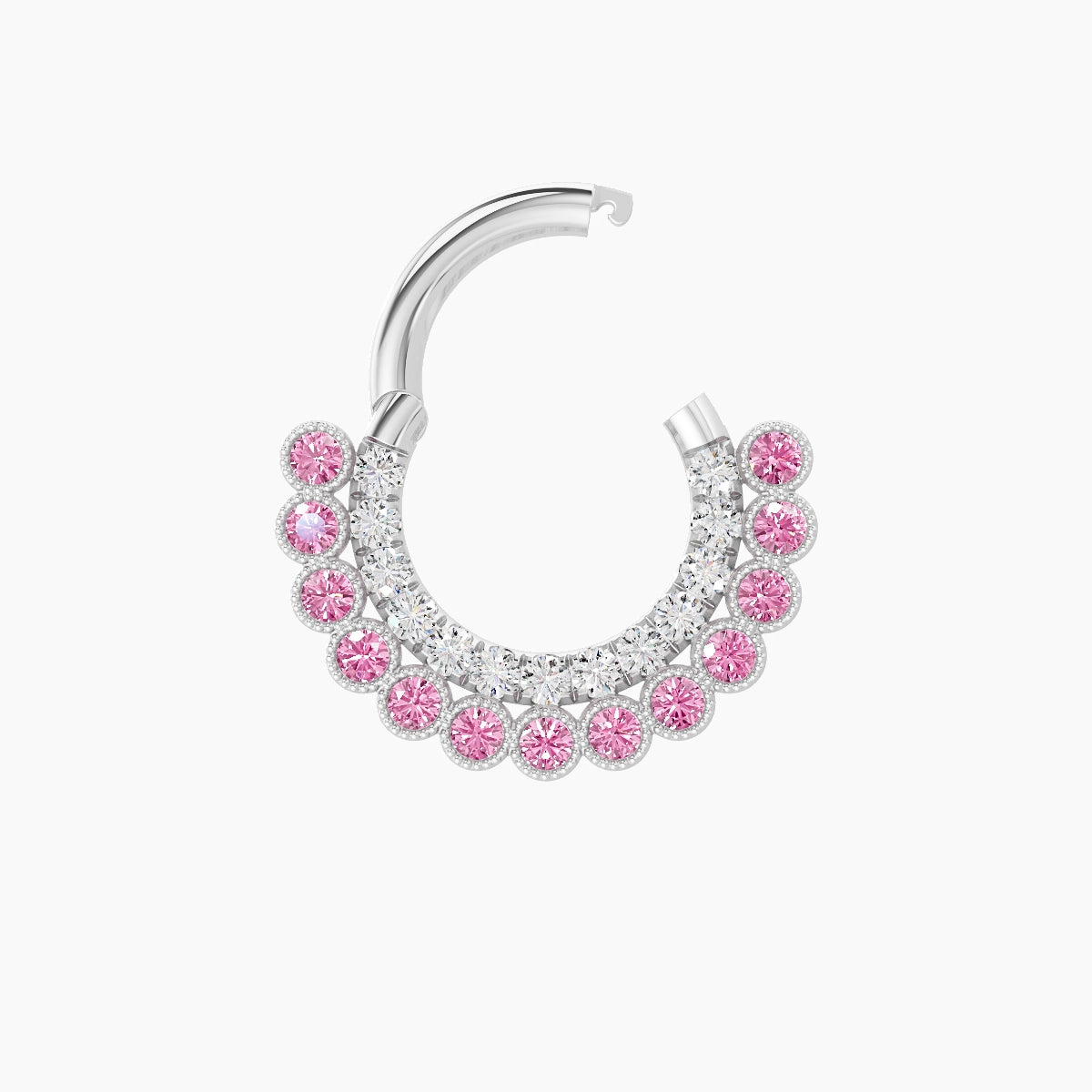 Cassandre | 18k White Gold 6.5 mm Pink Sapphire & Diamond Daith Piercing