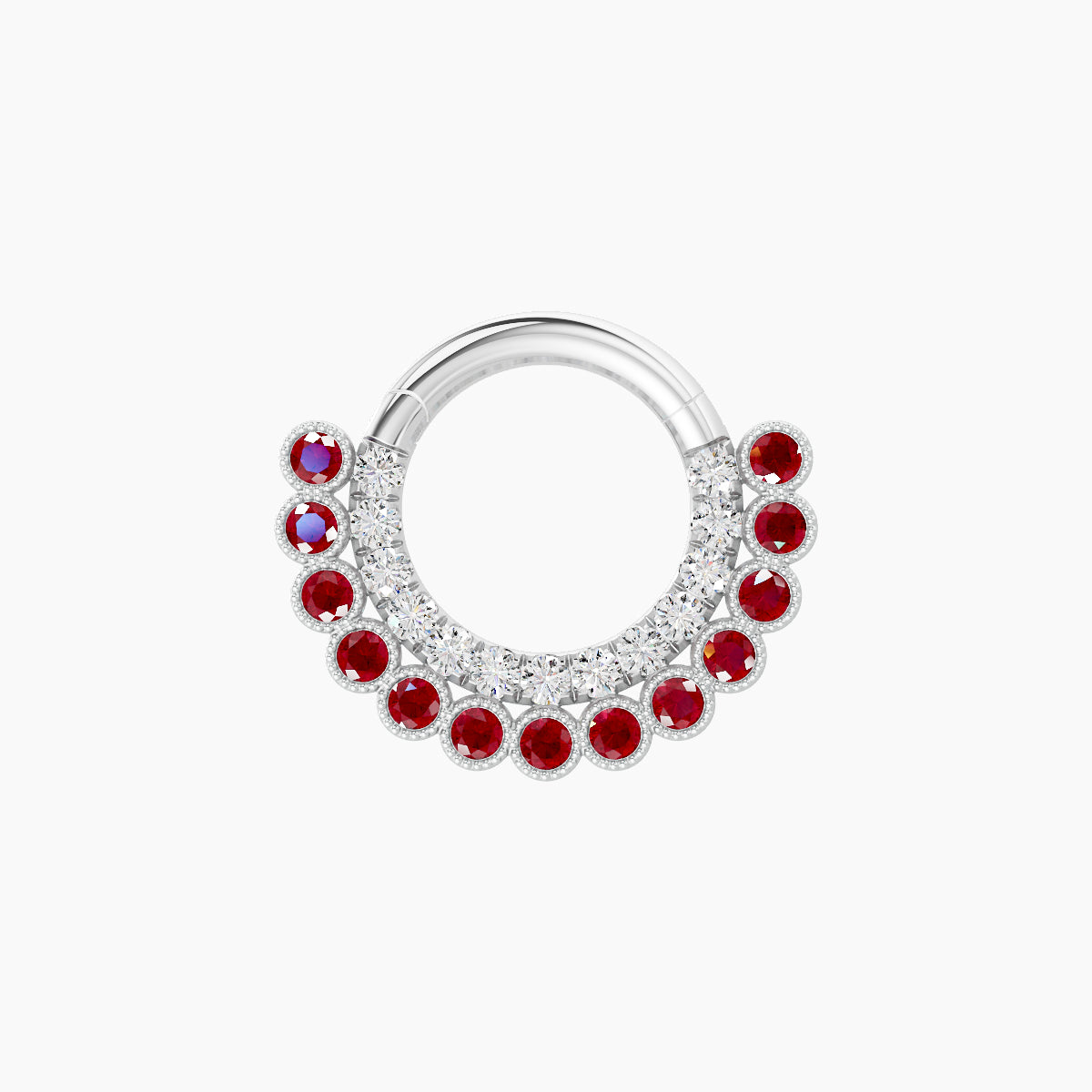 Cassandre | 18k White Gold 6.5 mm Ruby & Diamond Daith Piercing