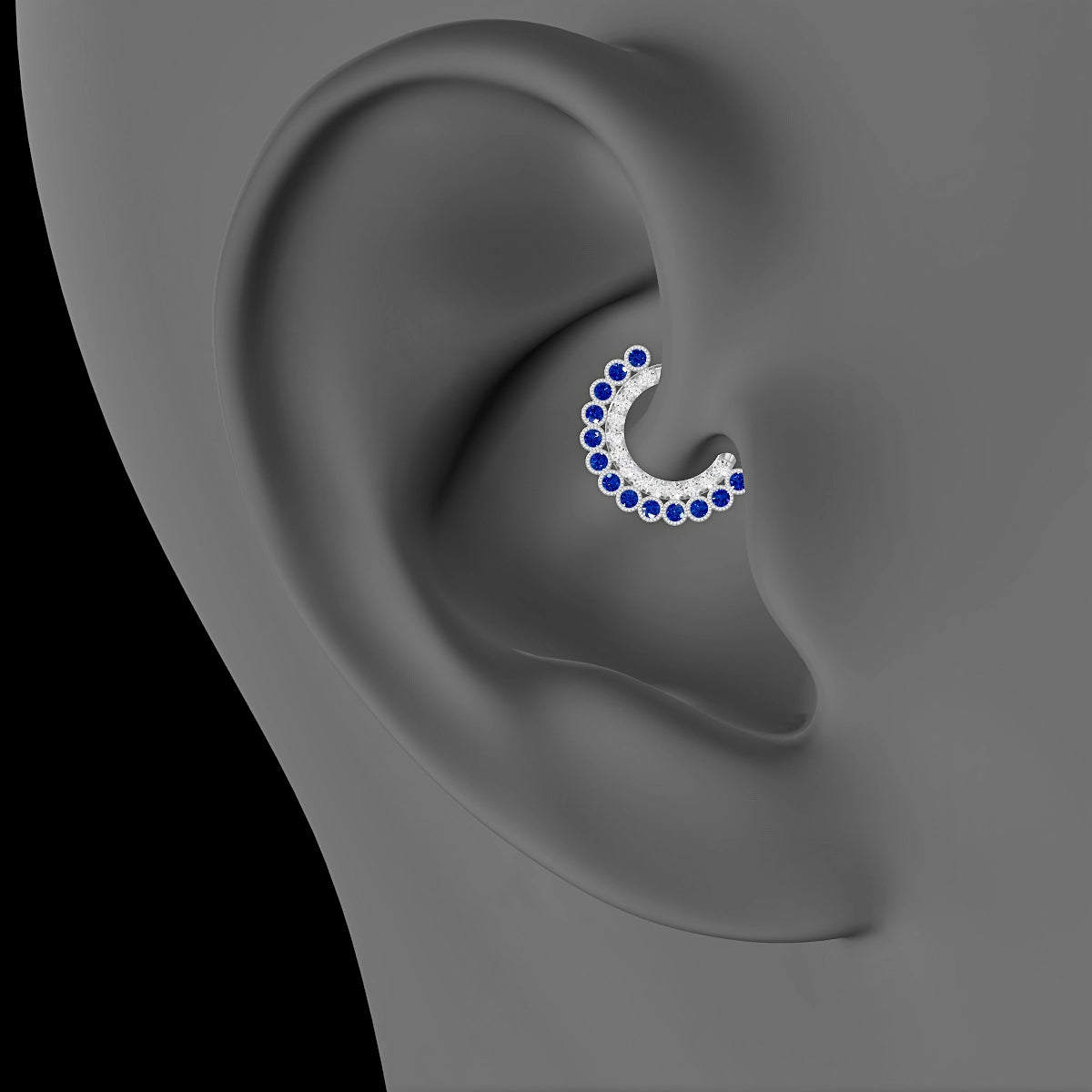 Cassandre | 18k White Gold 6.5 mm Sapphire & Diamond Daith Piercing