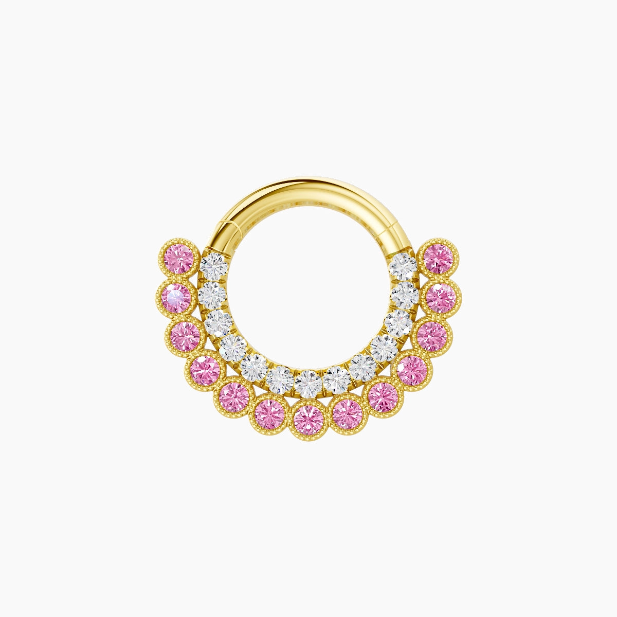 Cassandre | 18k Yellow Gold 6.5 mm Pink Sapphire & Diamond Daith Piercing