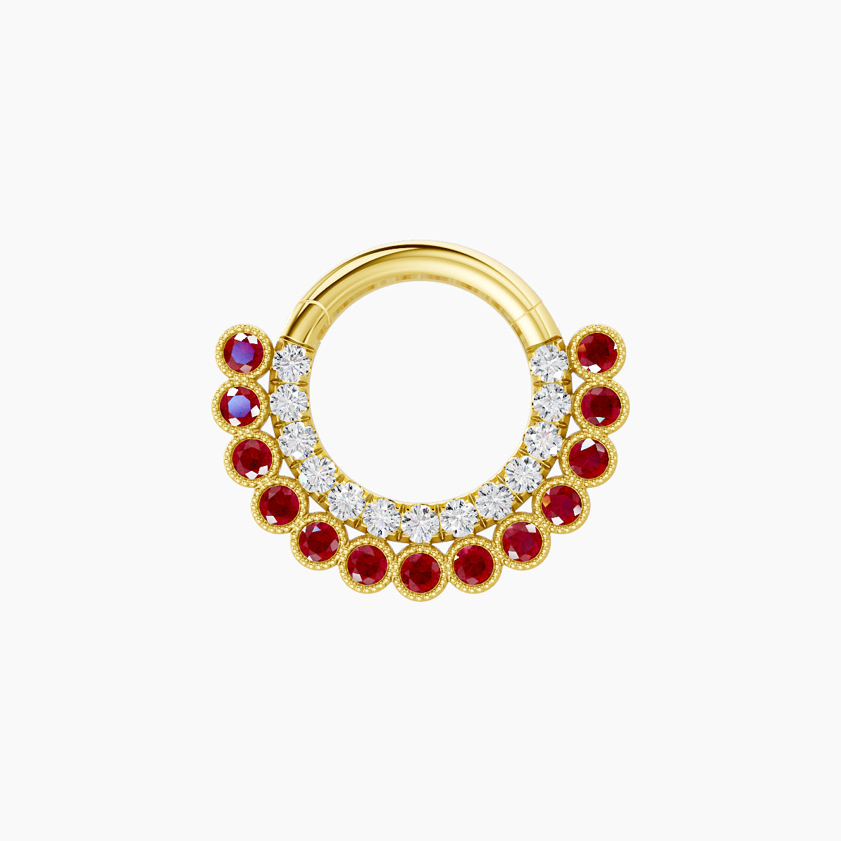 Cassandre | 18k Yellow Gold 6.5 mm Ruby & Diamond Daith Piercing