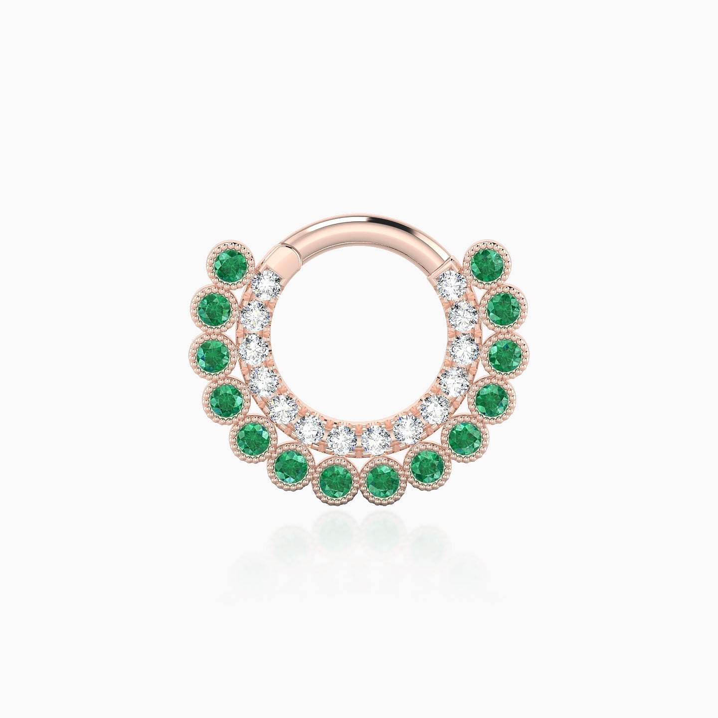 Cassandre | 18k Rose Gold 6.5 mm Emerald & Diamond Daith Piercing