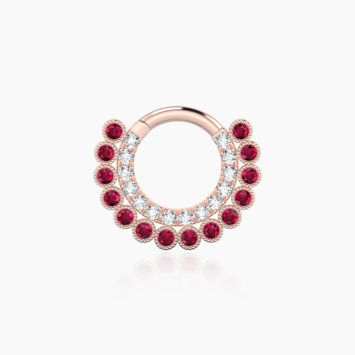 Cassandre | 18k Rose Gold 6.5 mm Ruby & Diamond Daith Piercing