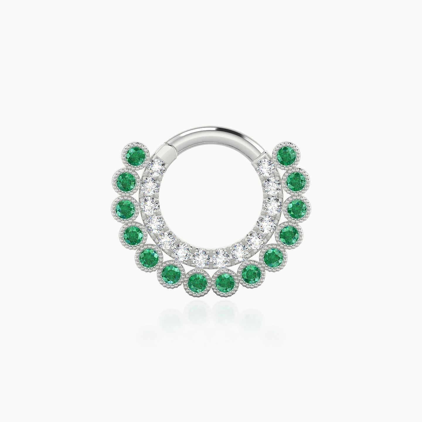 Cassandre | 18k White Gold 6.5 mm Emerald & Diamond Daith Piercing