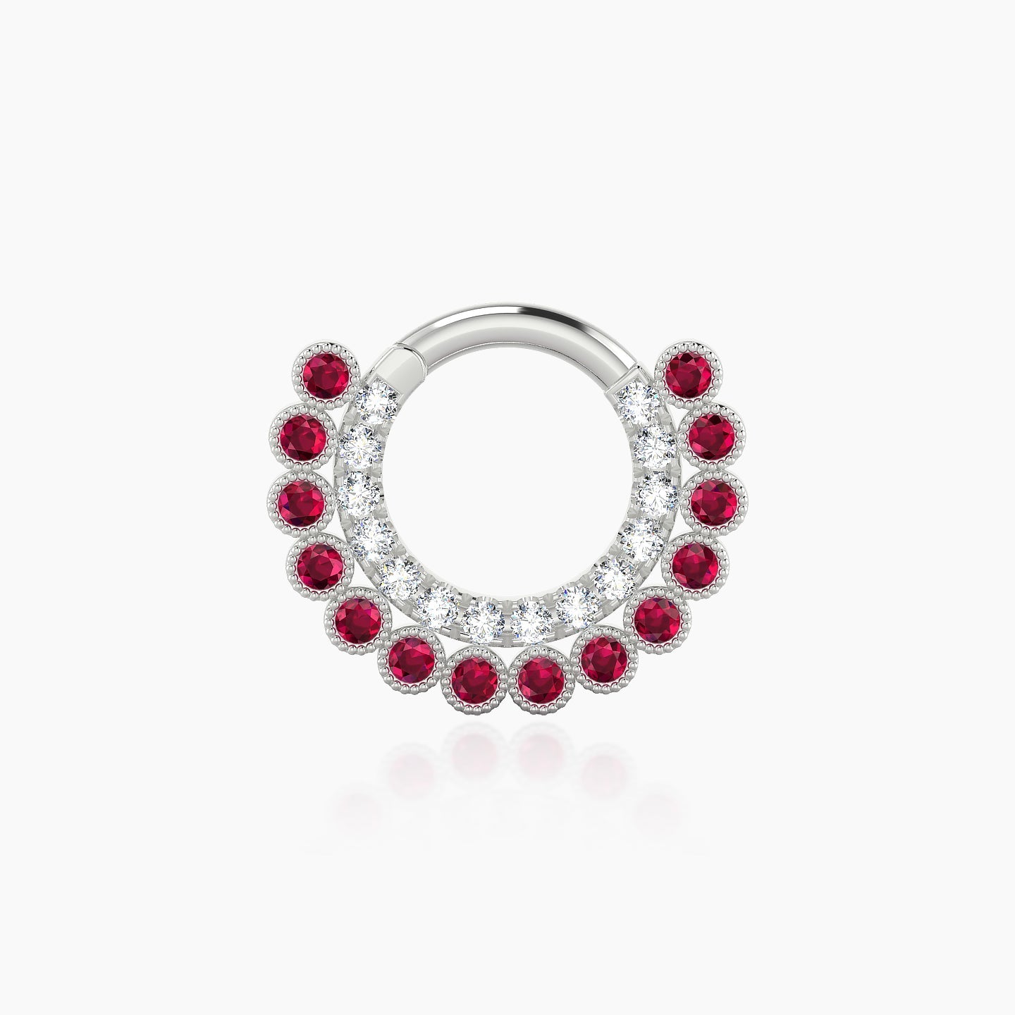 Cassandre | 18k White Gold 6.5 mm Ruby & Diamond Daith Piercing