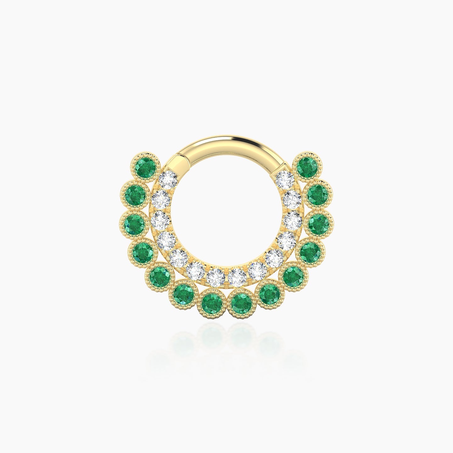 Cassandre | 18k Yellow Gold 6.5 mm Emerald & Diamond Daith Piercing