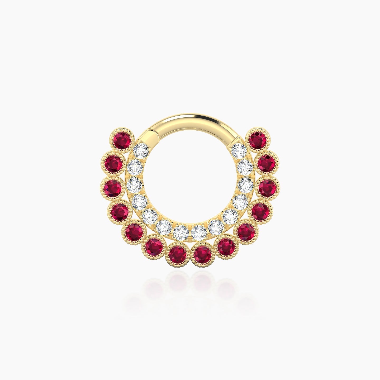 Cassandre | 18k Yellow Gold 6.5 mm Ruby & Diamond Daith Piercing