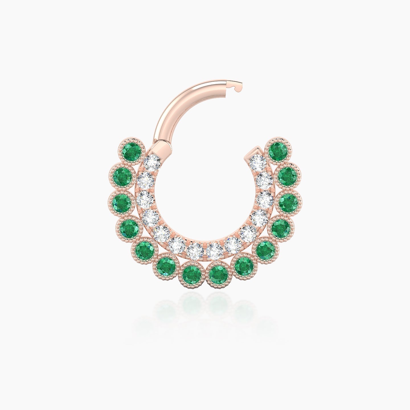 Cassandre | 18k Rose Gold 6.5 mm Emerald & Diamond Daith Piercing