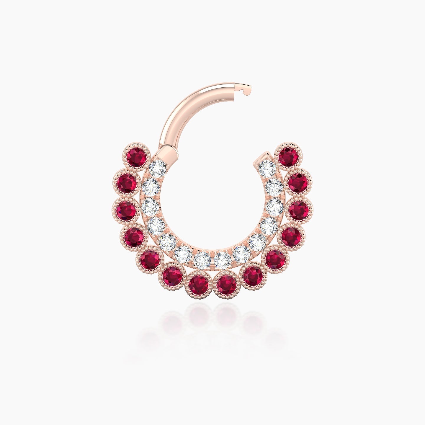 Cassandre | 18k Rose Gold 6.5 mm Ruby & Diamond Daith Piercing