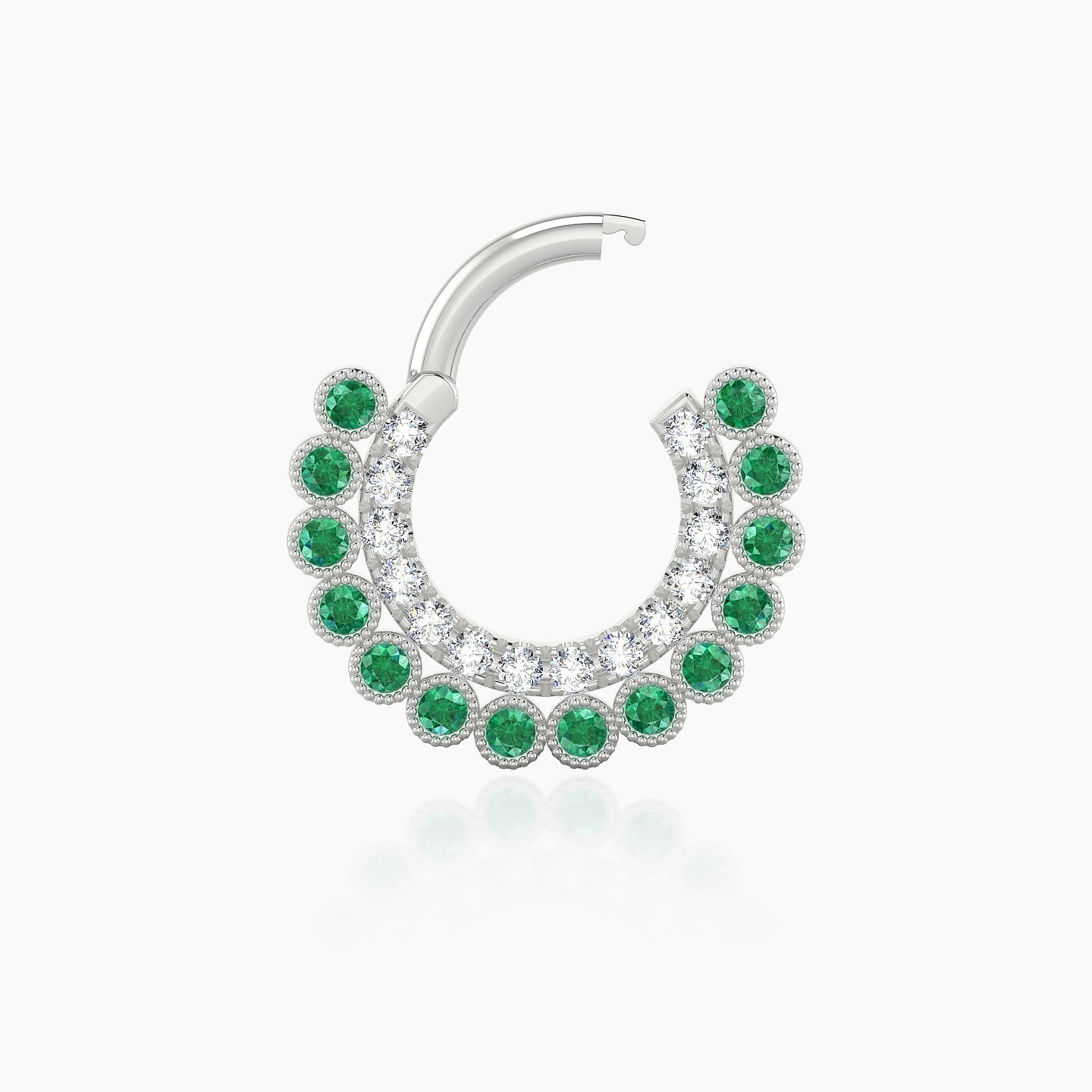 Cassandre | 18k White Gold 6.5 mm Emerald & Diamond Daith Piercing