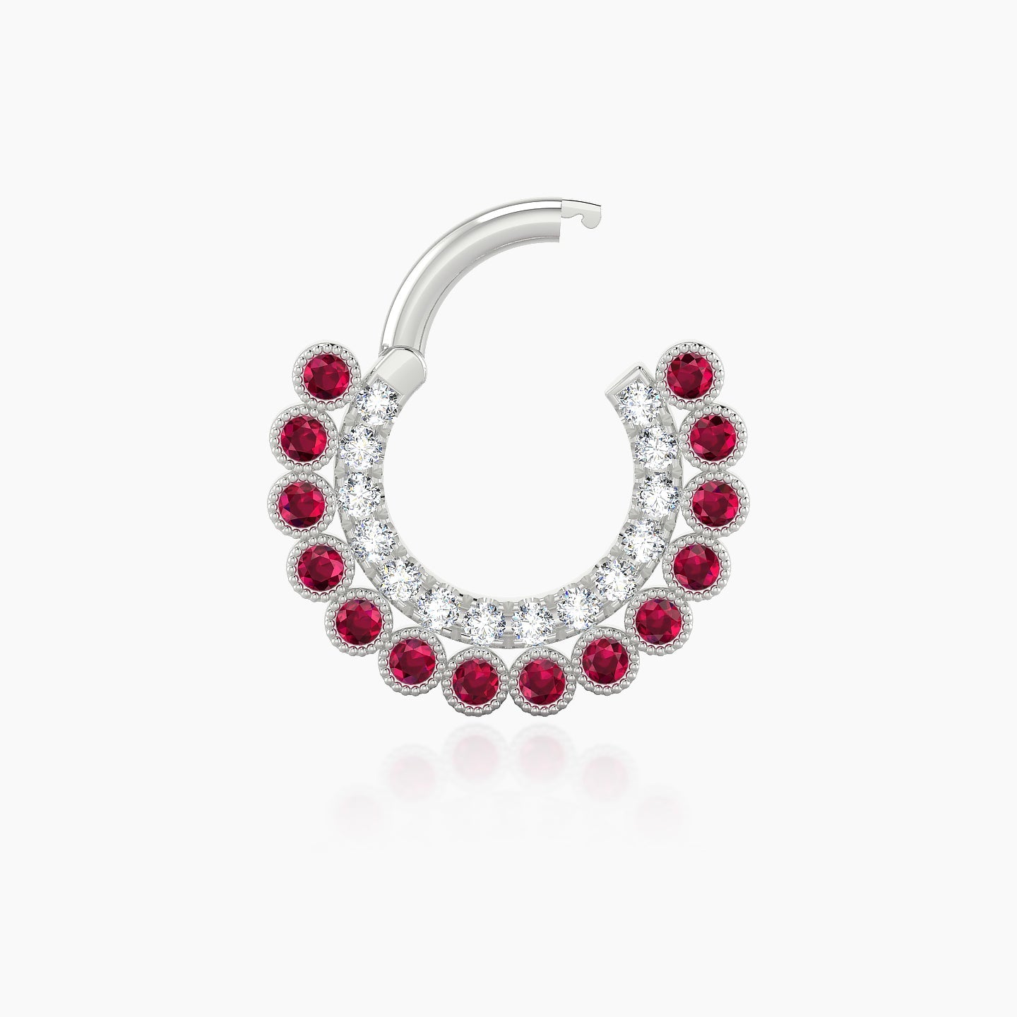 Cassandre | 18k White Gold 6.5 mm Ruby & Diamond Daith Piercing