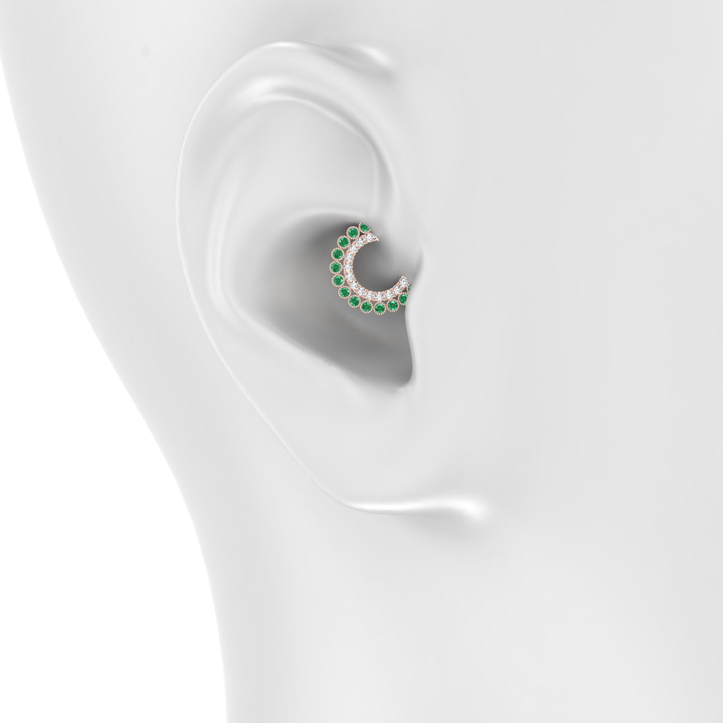 Cassandre | 18k Rose Gold 6.5 mm Emerald & Diamond Daith Piercing