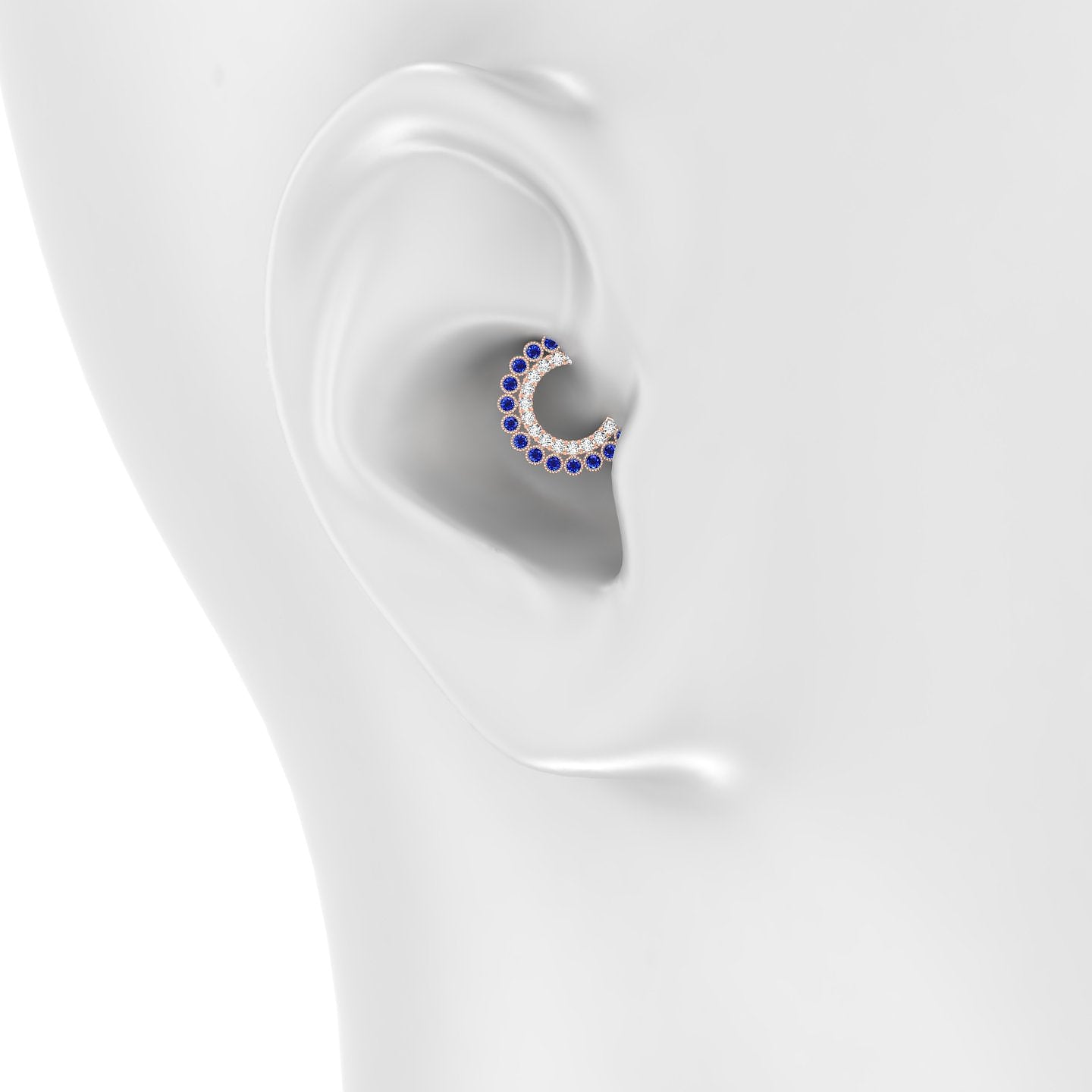 Cassandre | 18k Rose Gold 6.5 mm Sapphire & Diamond Daith Piercing