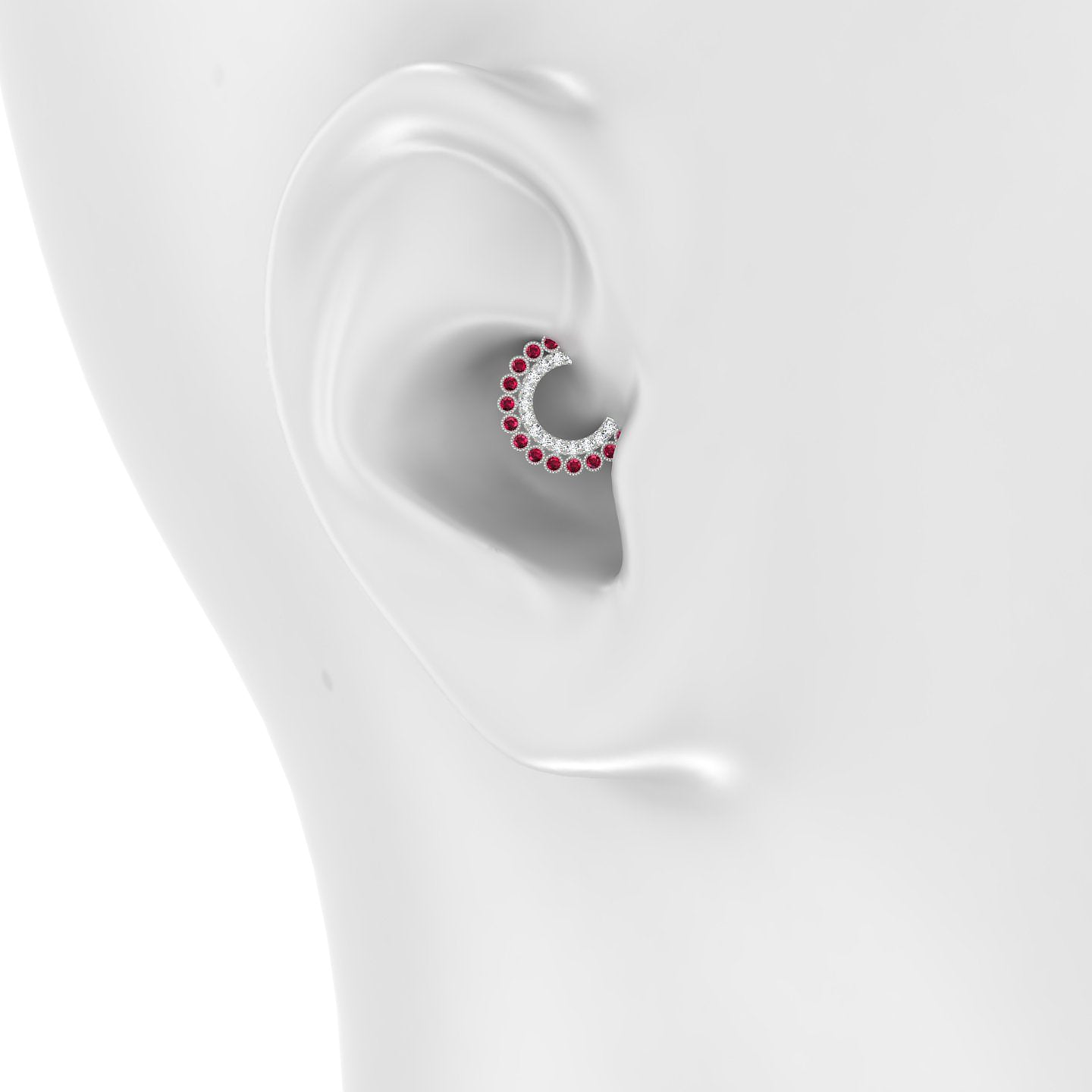 Cassandre | 18k White Gold 6.5 mm Ruby & Diamond Daith Piercing