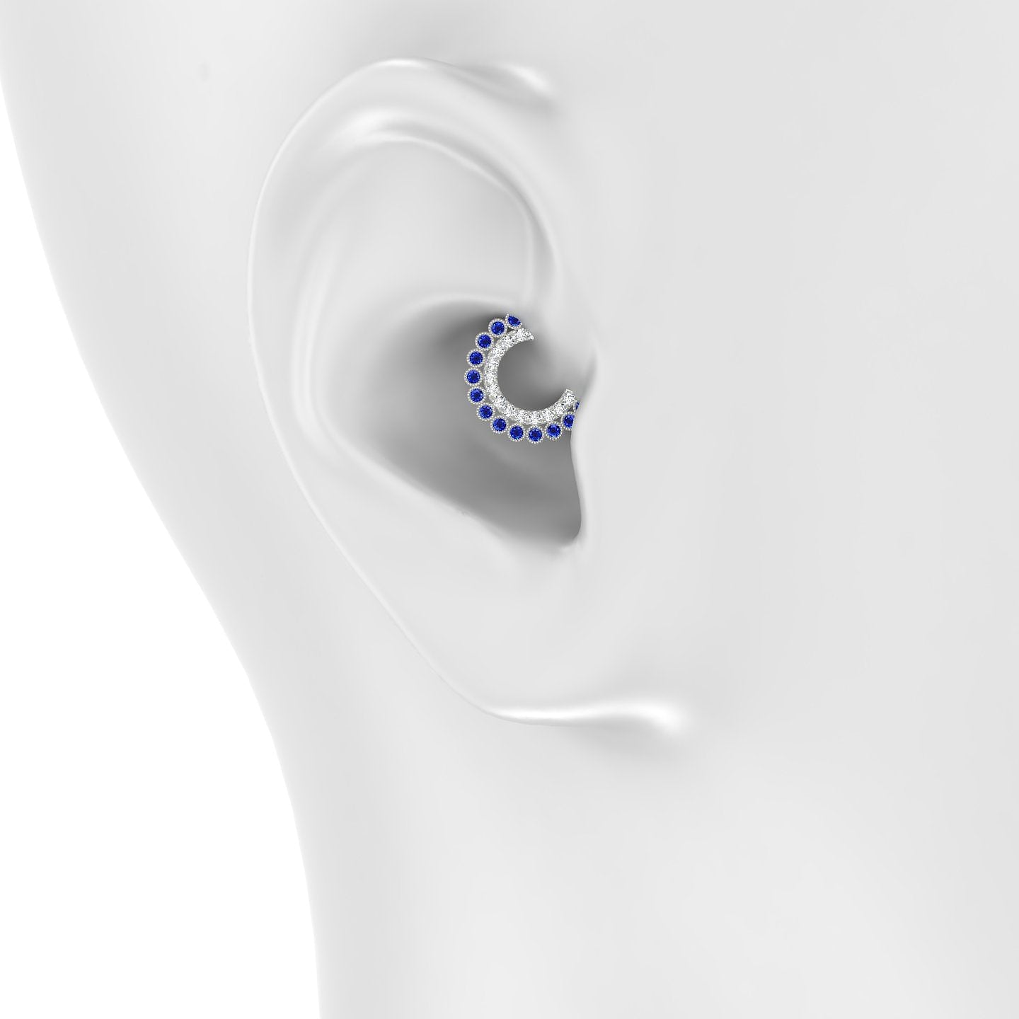 Cassandre | 18k White Gold 6.5 mm Sapphire & Diamond Daith Piercing