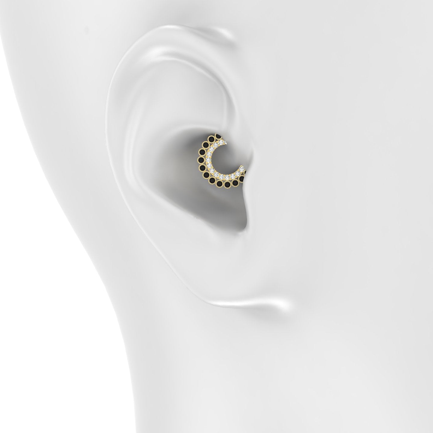 Cassandre | 18k Yellow Gold 6.5 mm Black Diamond & Diamond Daith Piercing