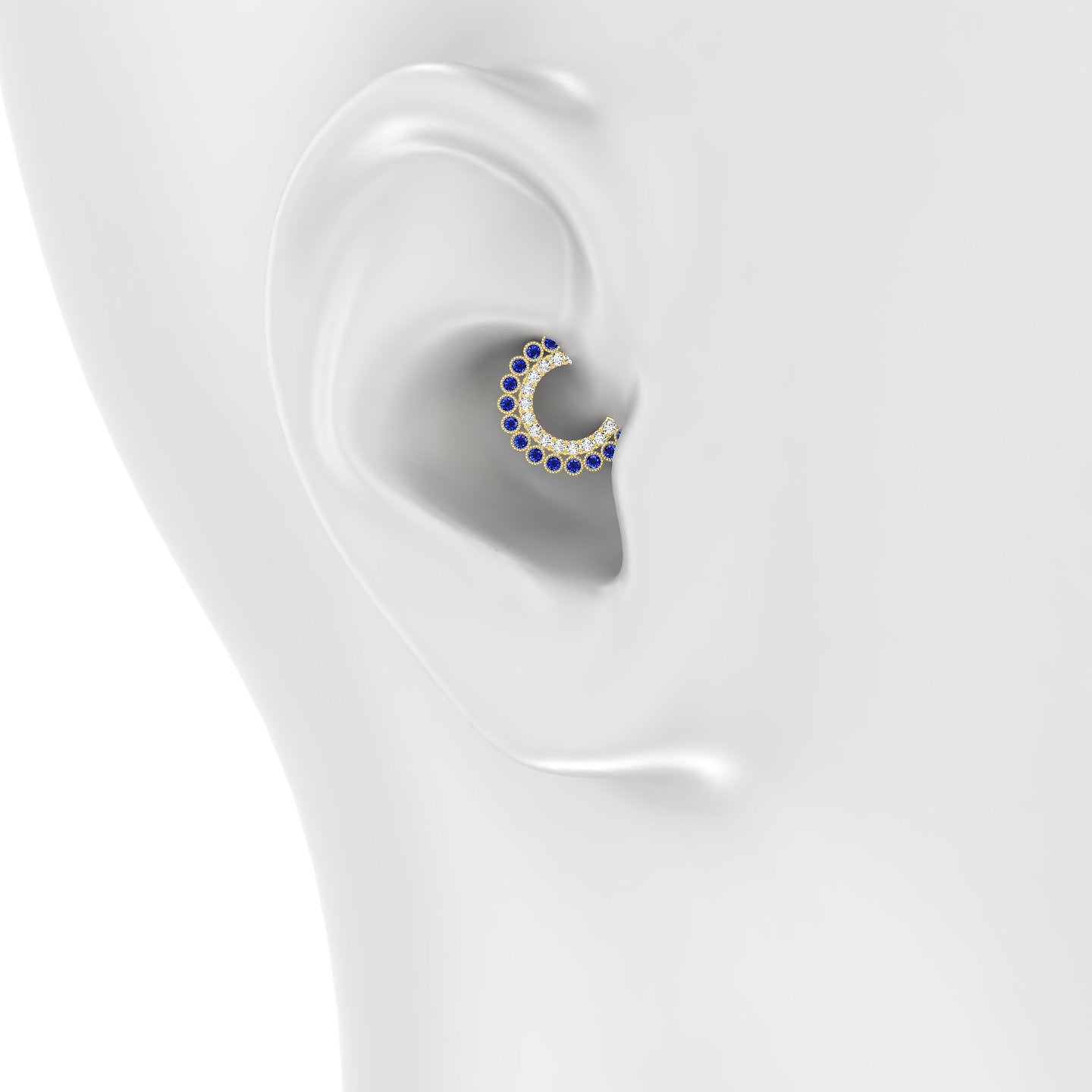 Cassandre | 18k Yellow Gold 6.5 mm Sapphire & Diamond Daith Piercing