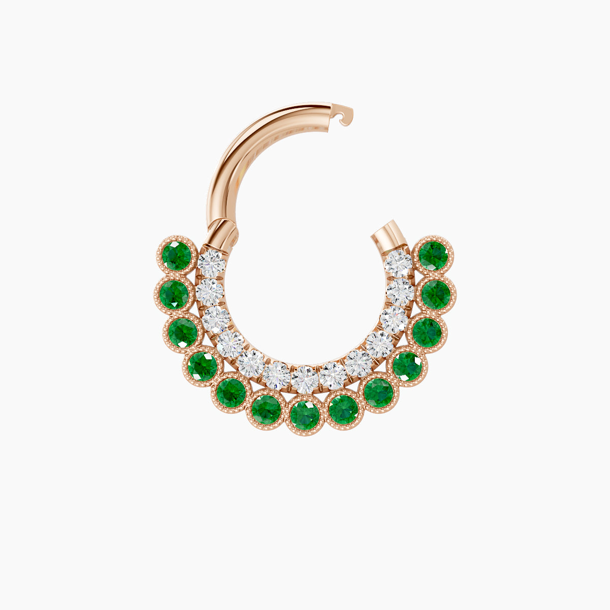Cassandre | 18k Rose Gold 6.5 mm Emerald & Diamond Septum Piercing