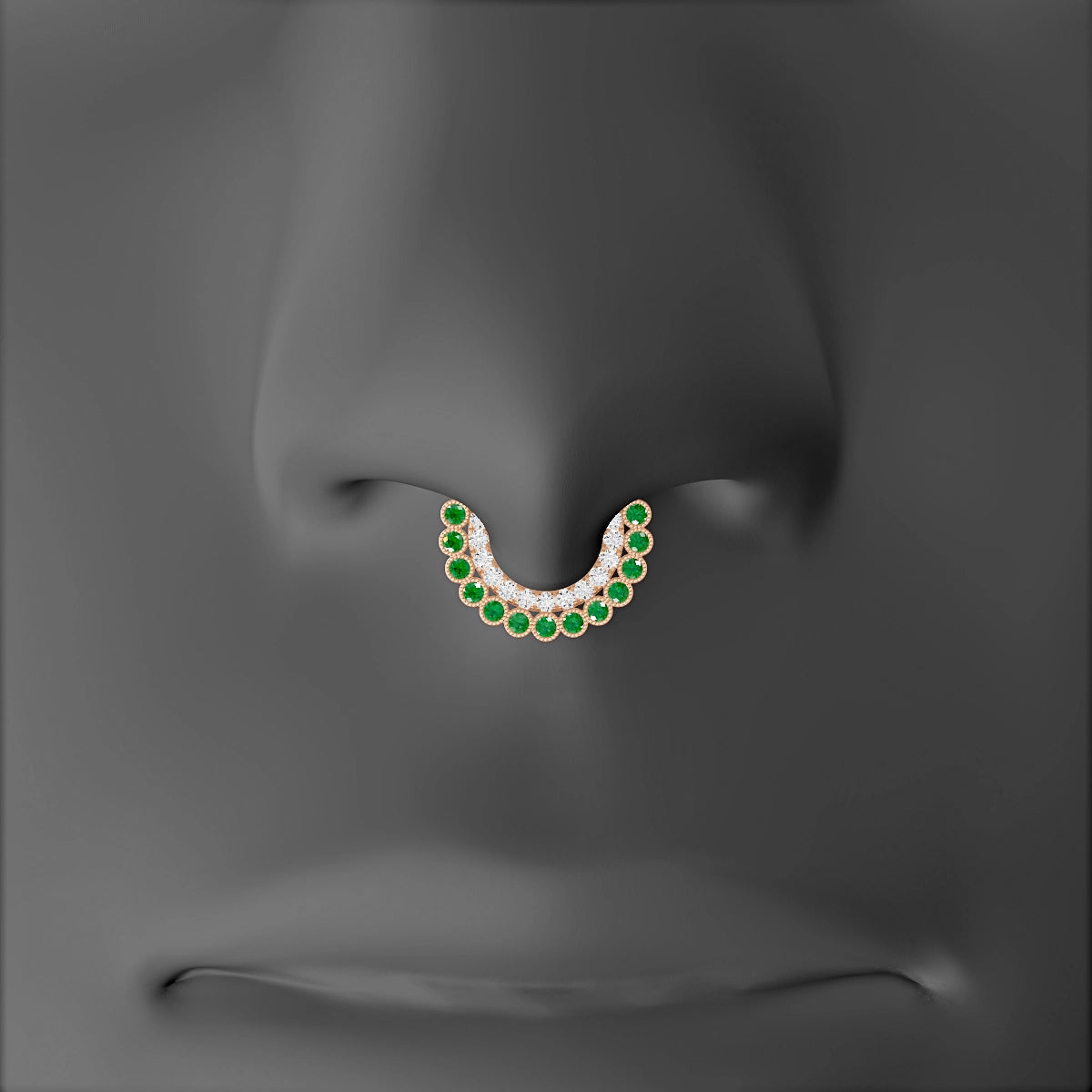 Cassandre | 18k Rose Gold 6.5 mm Emerald & Diamond Septum Piercing