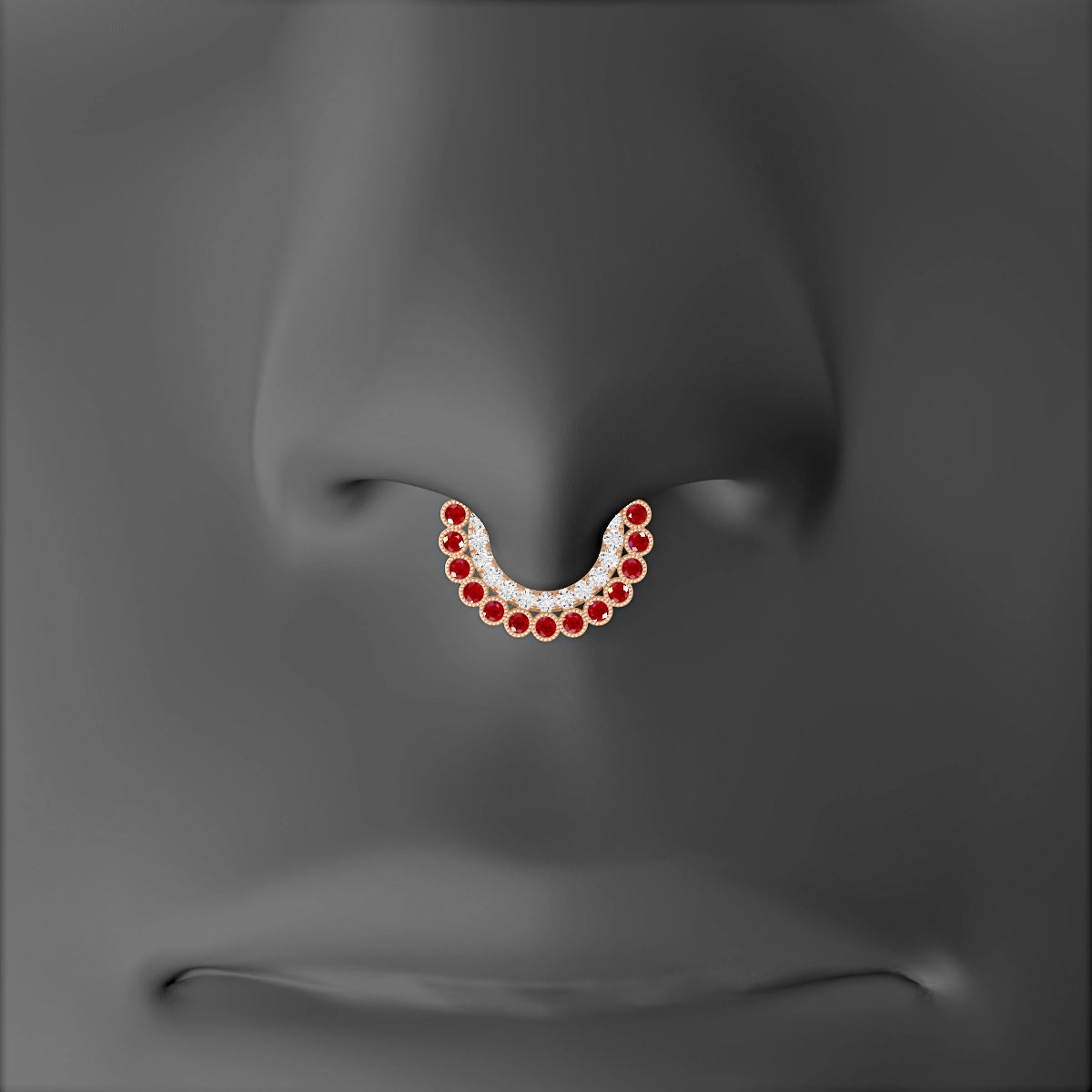 Cassandre | 18k Rose Gold 6.5 mm Ruby & Diamond Septum Piercing