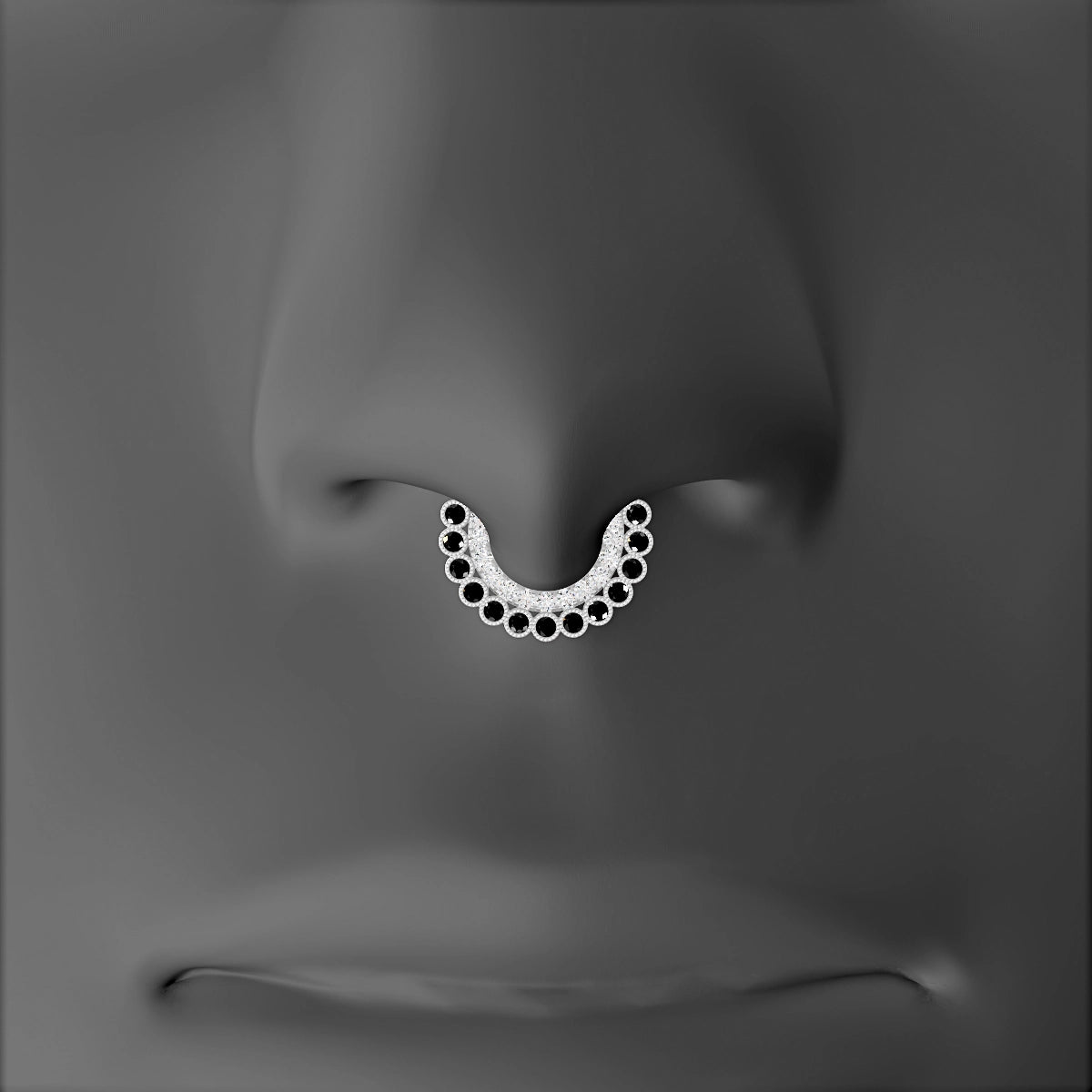 Cassandre | 18k White Gold 6.5 mm Black Diamond & Diamond Septum Piercing