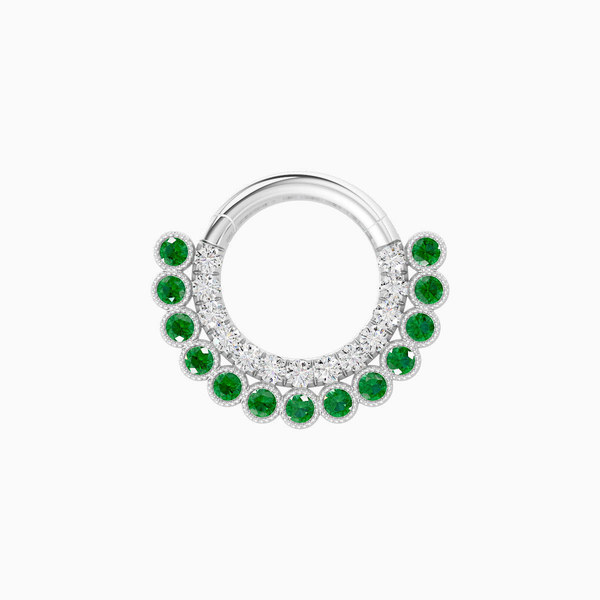 Cassandre | 18k White Gold 6.5 mm Emerald & Diamond Septum Piercing