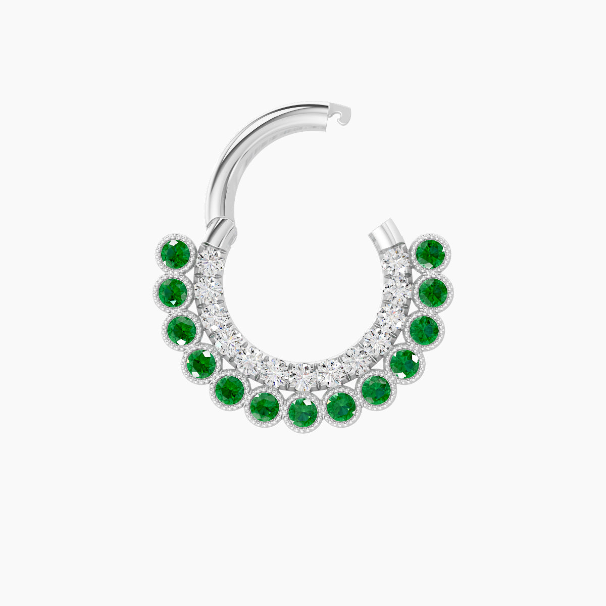 Cassandre | 18k White Gold 6.5 mm Emerald & Diamond Septum Piercing