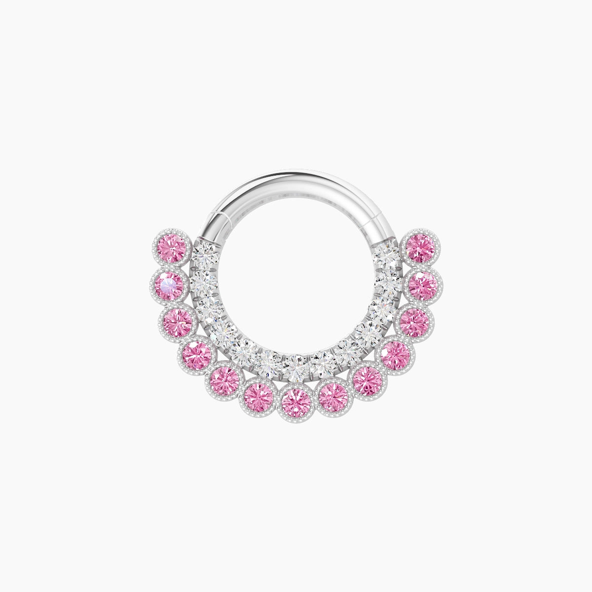 Cassandre | 18k White Gold 6.5 mm Pink Sapphire & Diamond Septum Piercing