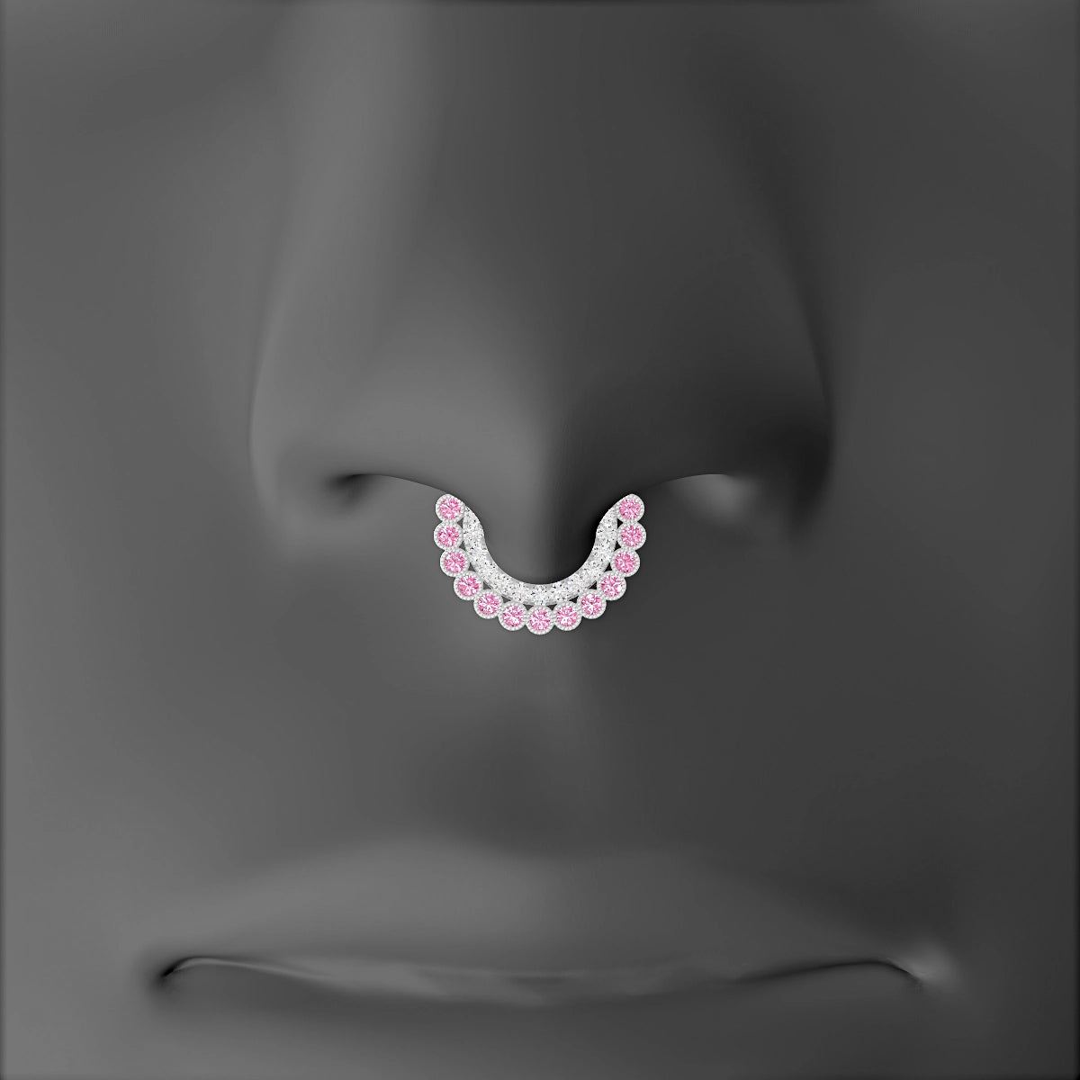 Cassandre | 18k White Gold 6.5 mm Pink Sapphire & Diamond Septum Piercing