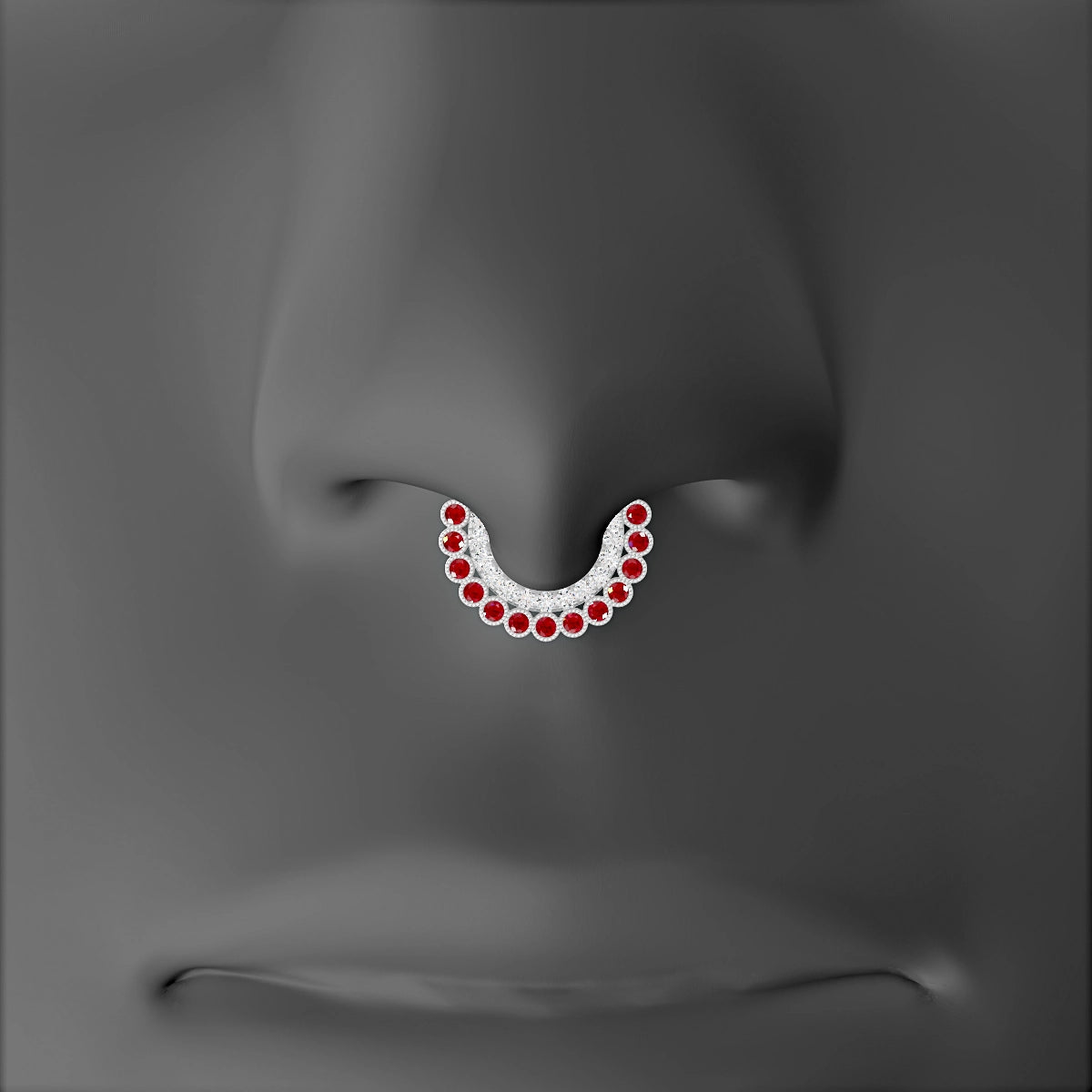 Cassandre | 18k White Gold 6.5 mm Ruby & Diamond Septum Piercing