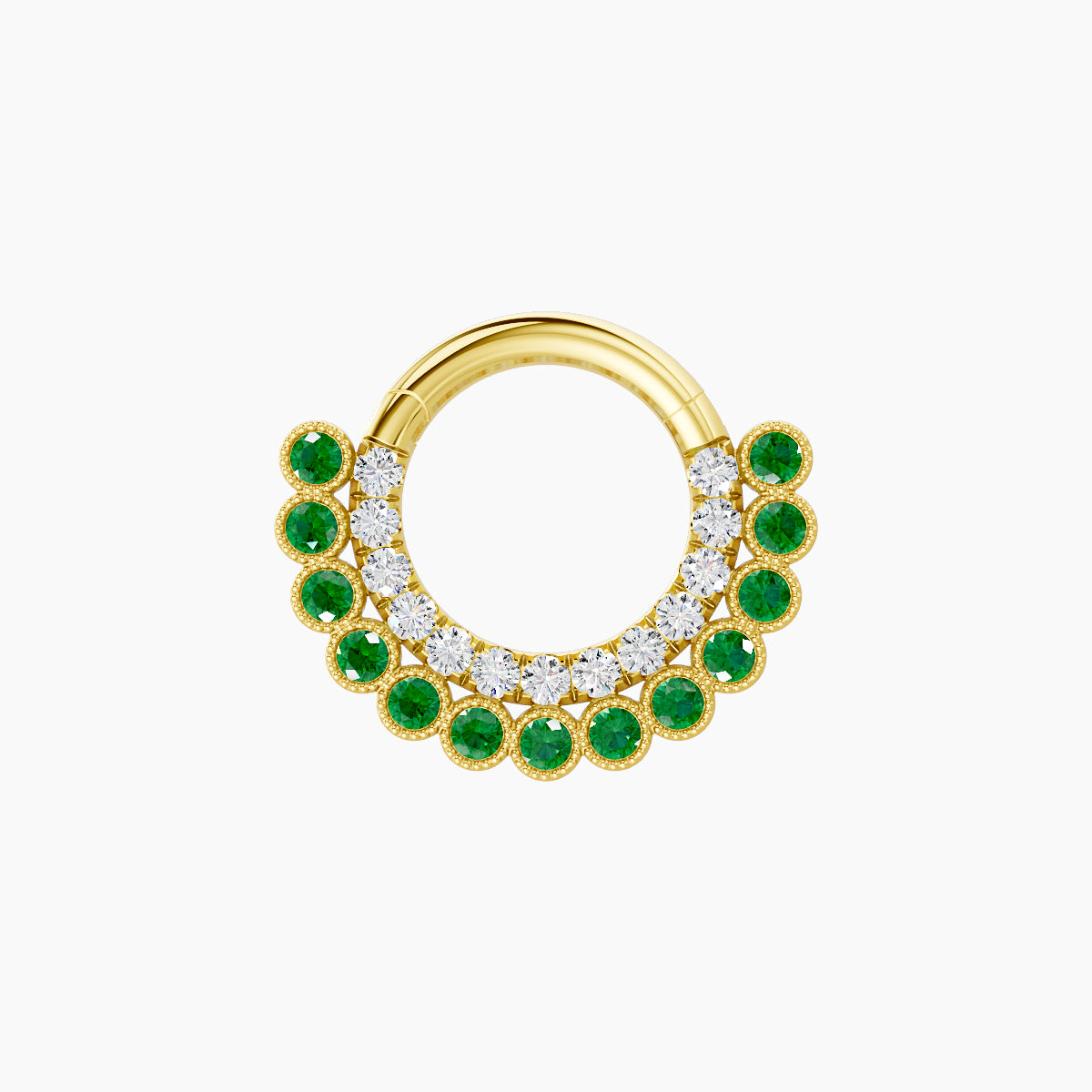 Cassandre | 18k Yellow Gold 6.5 mm Emerald & Diamond Septum Piercing