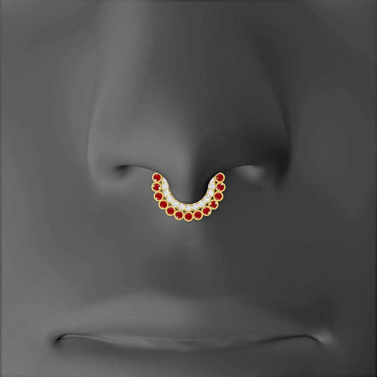 Cassandre | 18k Yellow Gold 6.5 mm Ruby & Diamond Septum Piercing