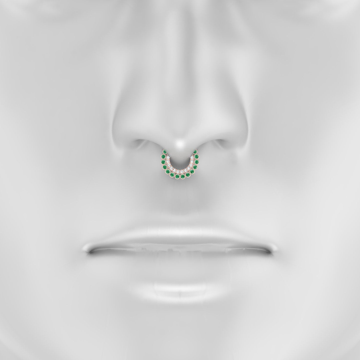 Cassandre | 18k Rose Gold 6.5 mm Emerald & Diamond Septum Piercing