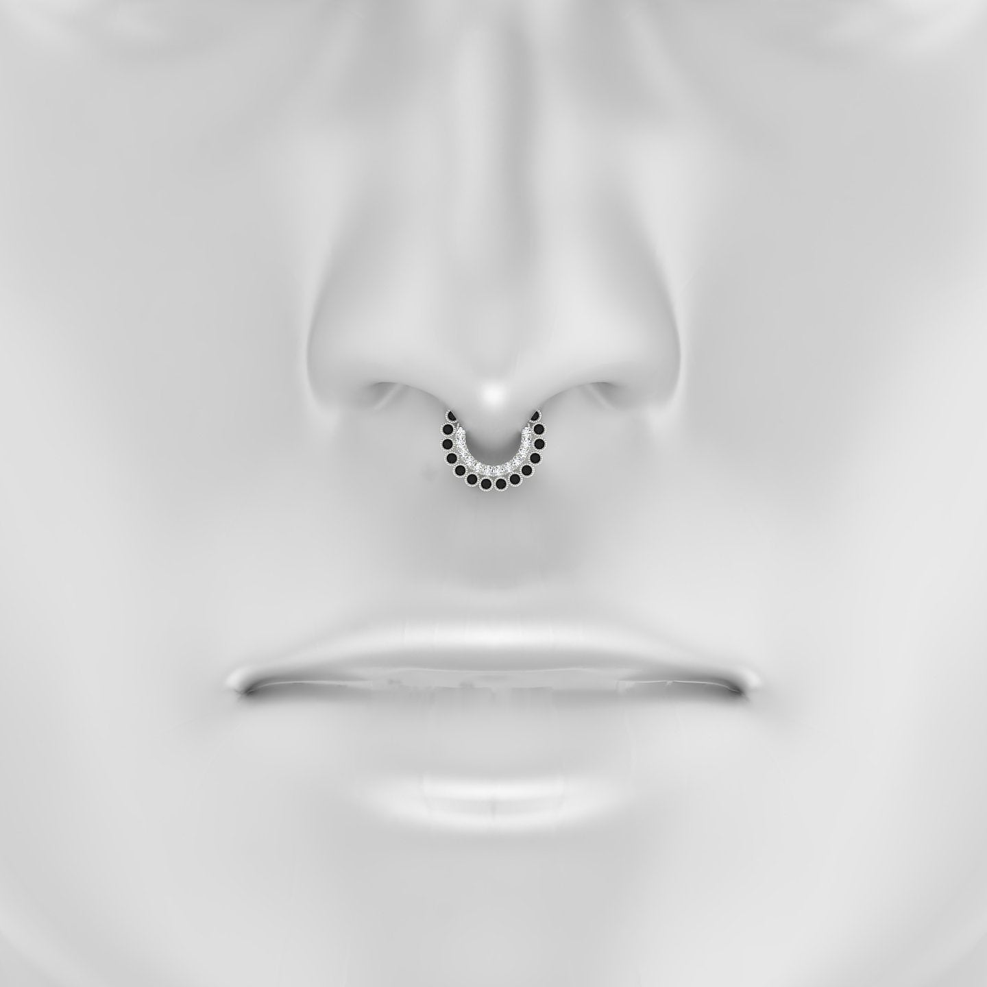 Cassandre | 18k White Gold 6.5 mm Black Diamond & Diamond Septum Piercing