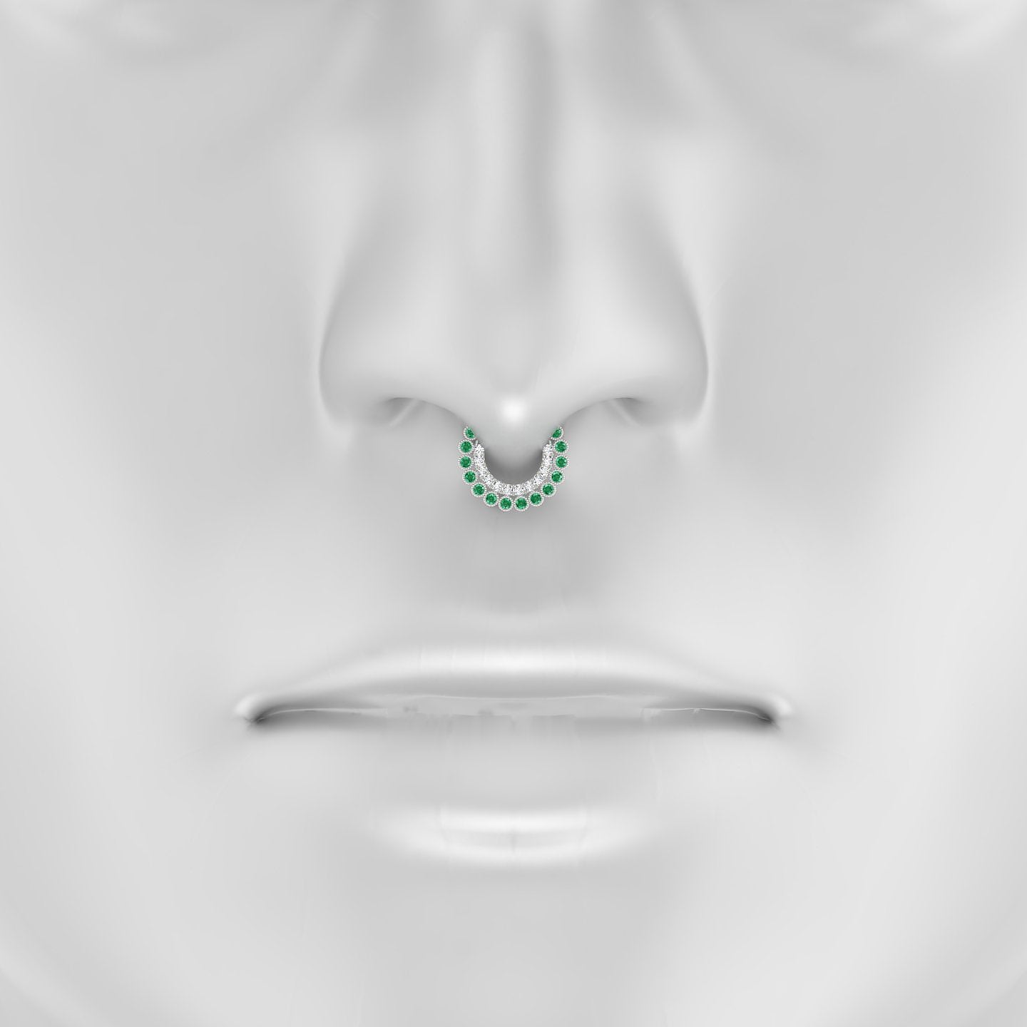 Cassandre | 18k White Gold 6.5 mm Emerald & Diamond Septum Piercing