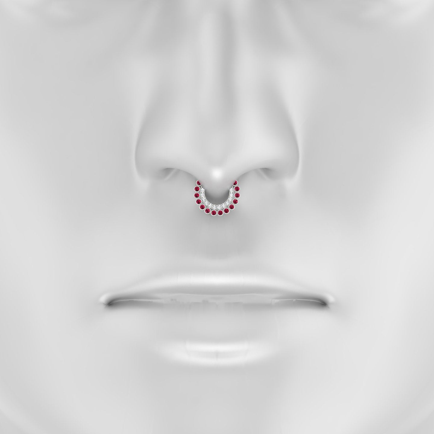 Cassandre | 18k White Gold 6.5 mm Ruby & Diamond Septum Piercing