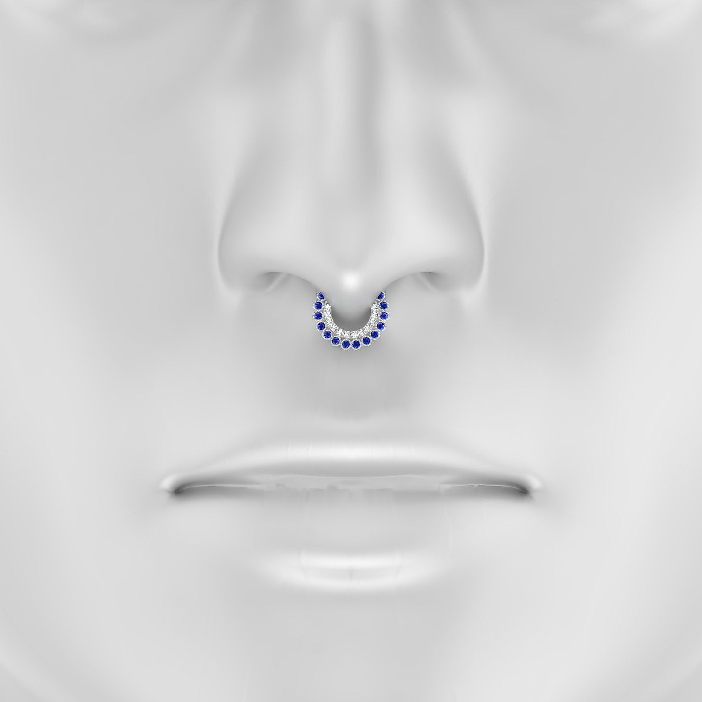 Cassandre | 18k White Gold 6.5 mm Sapphire & Diamond Septum Piercing