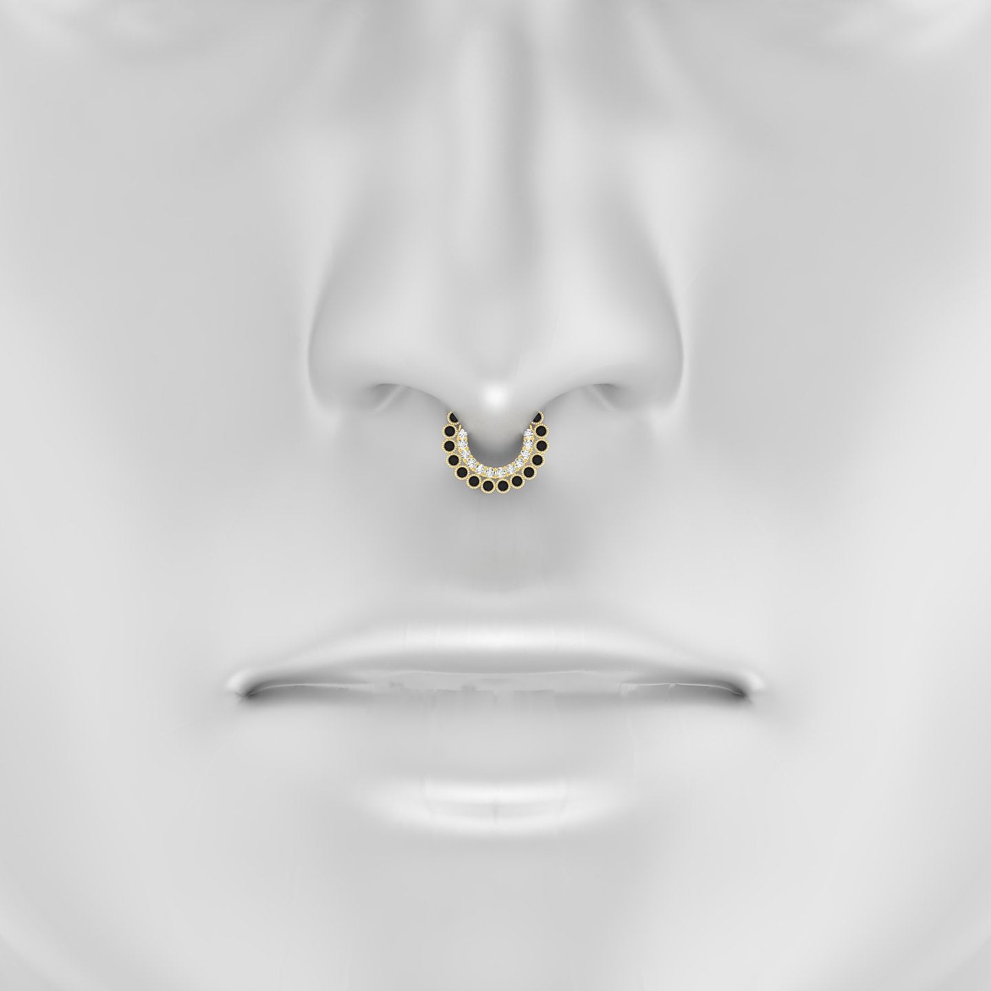 Cassandre | 18k Yellow Gold 6.5 mm Black Diamond & Diamond Septum Piercing