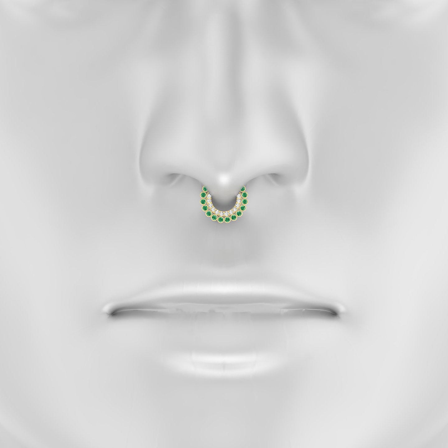 Cassandre | 18k Yellow Gold 6.5 mm Emerald & Diamond Septum Piercing