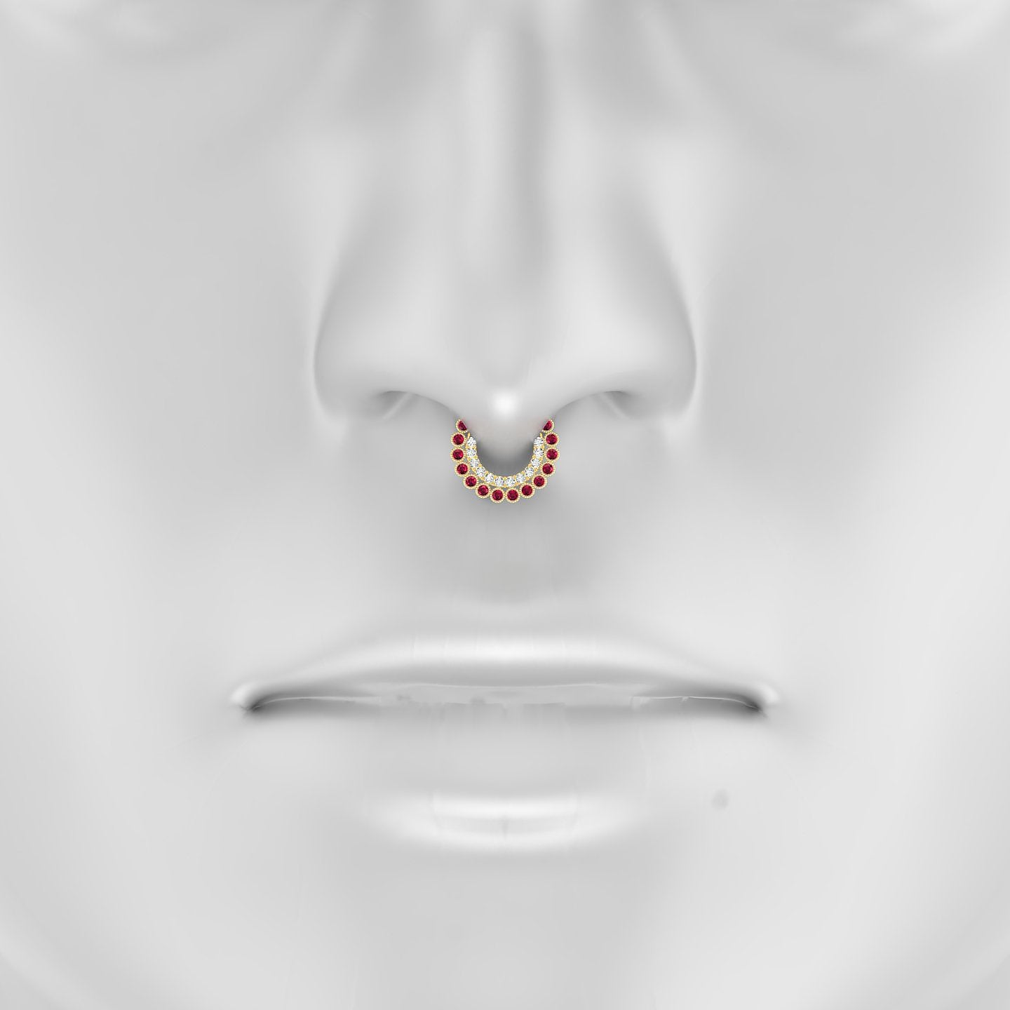 Cassandre | 18k Yellow Gold 6.5 mm Ruby & Diamond Septum Piercing