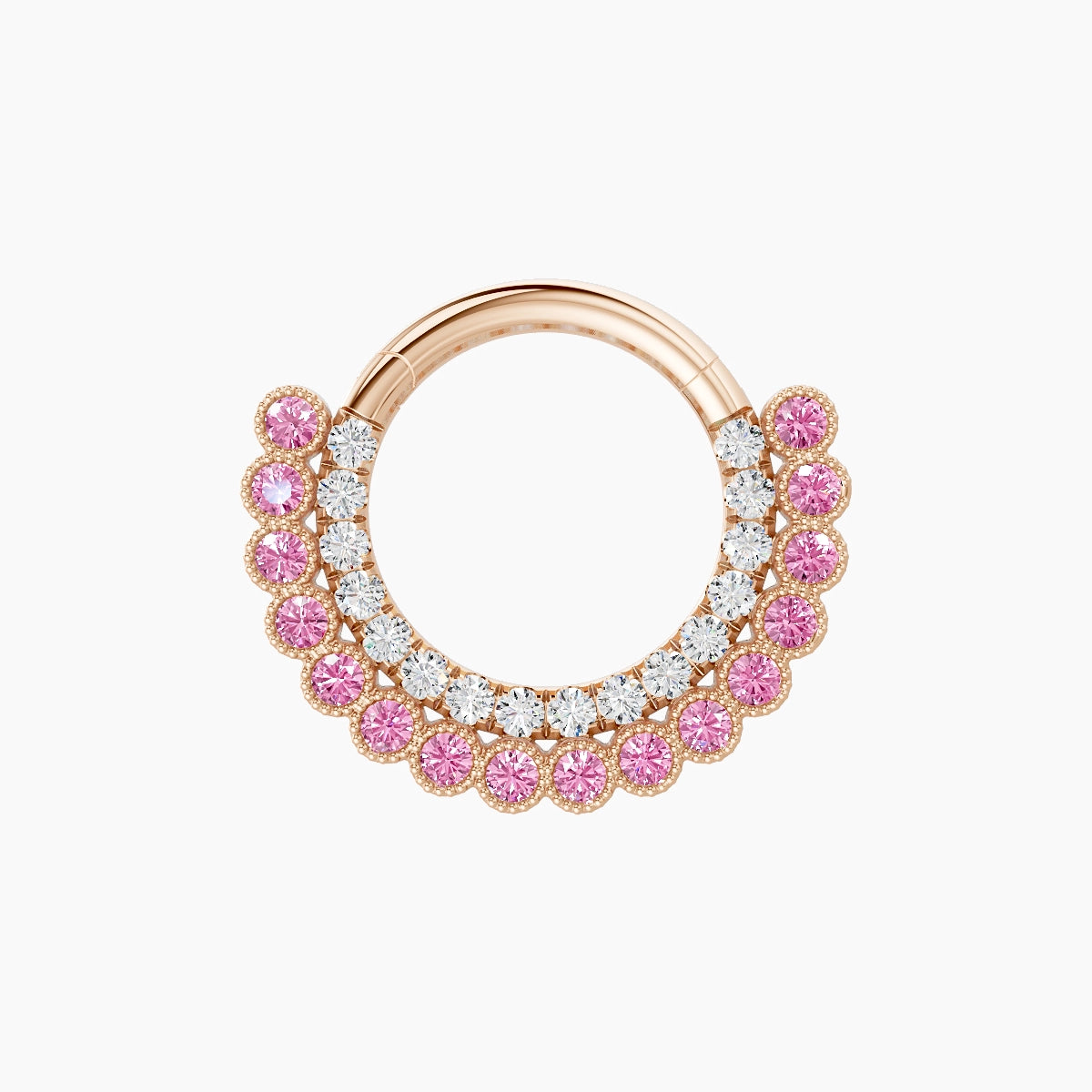 Cassandre | 18k Rose Gold 8 mm Pink Sapphire & Diamond Daith Piercing