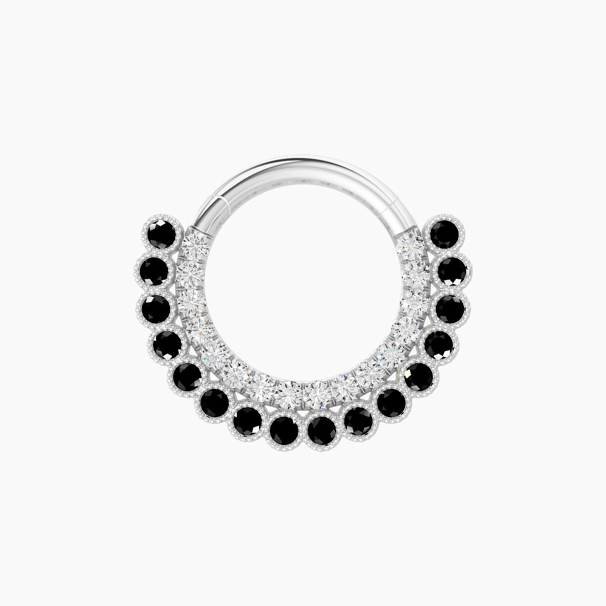 Cassandre | 18k White Gold 8 mm Black Diamond & Diamond Daith Piercing