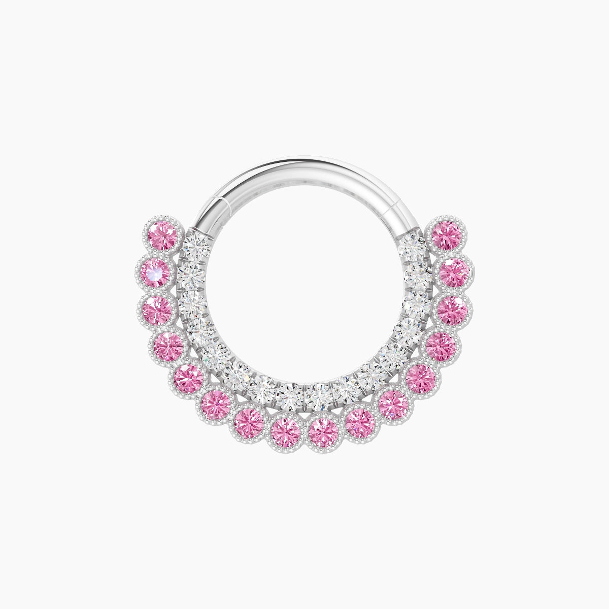 Cassandre | 18k White Gold 8 mm Pink Sapphire & Diamond Daith Piercing