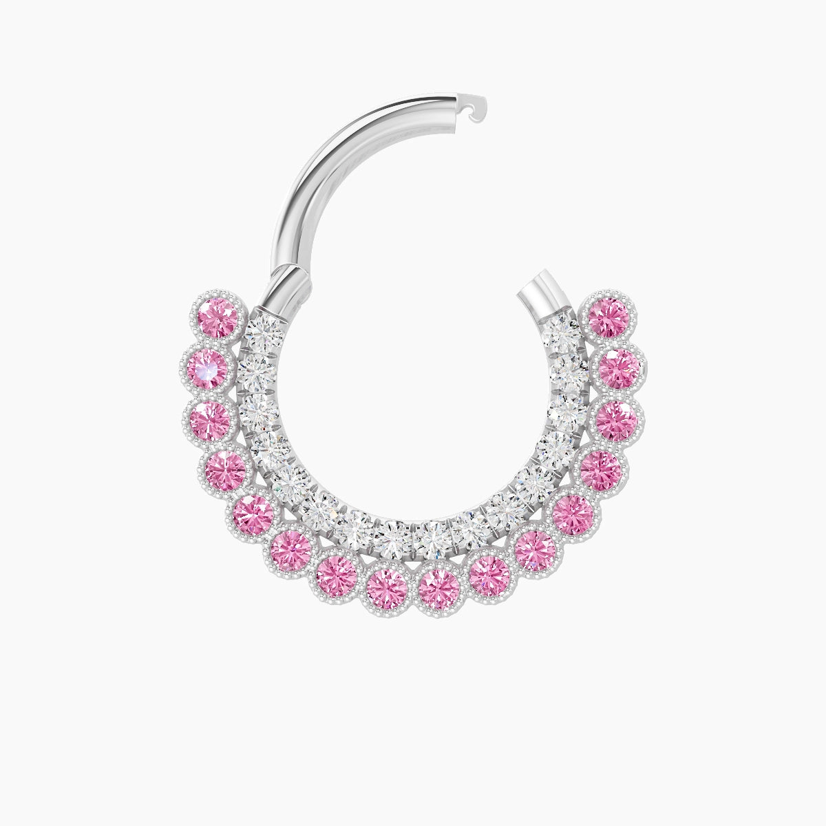 Cassandre | 18k White Gold 8 mm Pink Sapphire & Diamond Daith Piercing