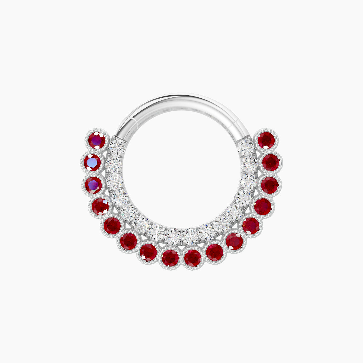 Cassandre | 18k White Gold 8 mm Ruby & Diamond Daith Piercing