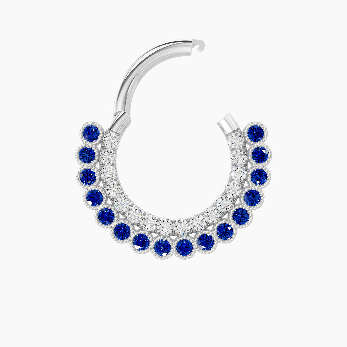 Cassandre | 18k White Gold 8 mm Sapphire & Diamond Daith Piercing