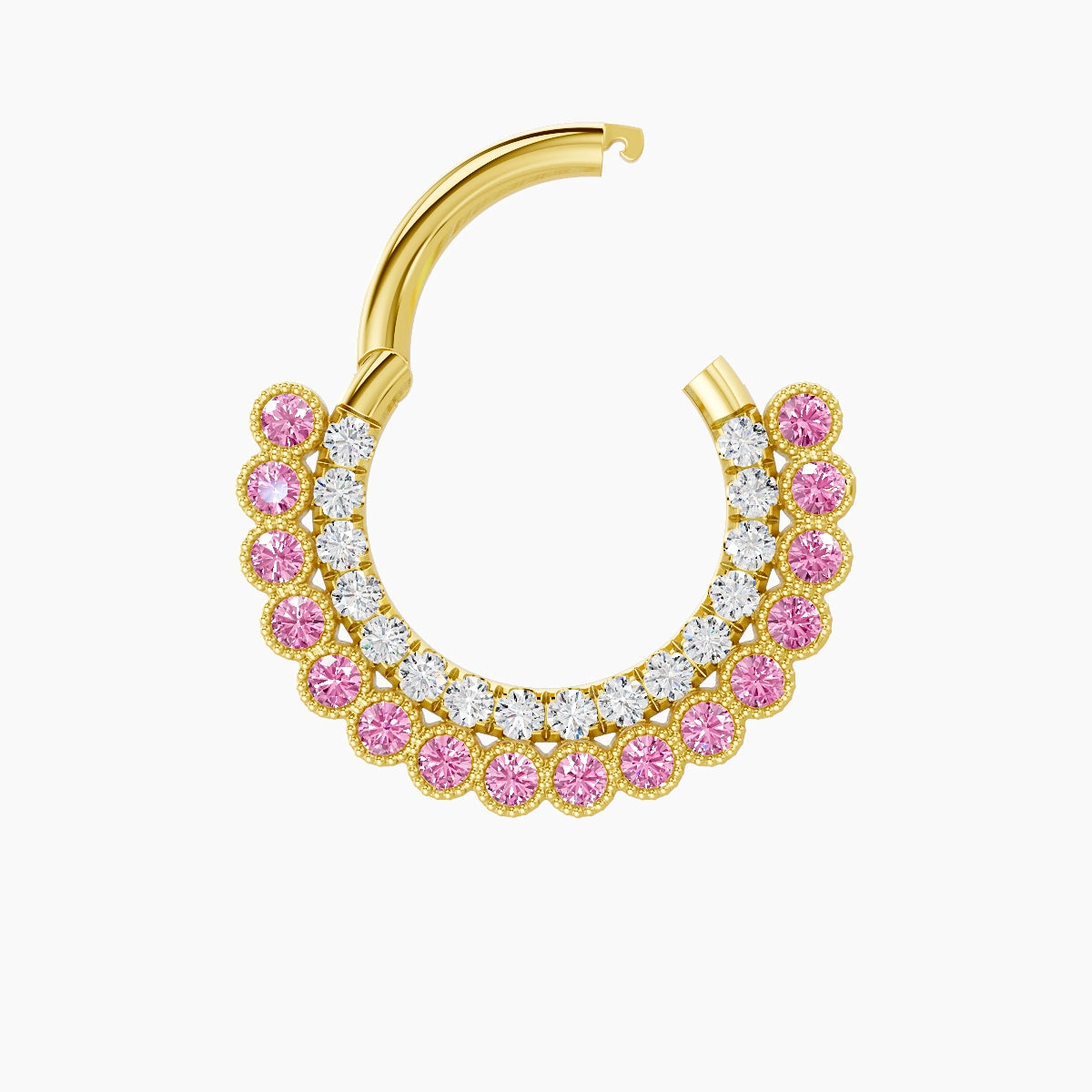 Cassandre | 18k Yellow Gold 8 mm Pink Sapphire & Diamond Daith Piercing