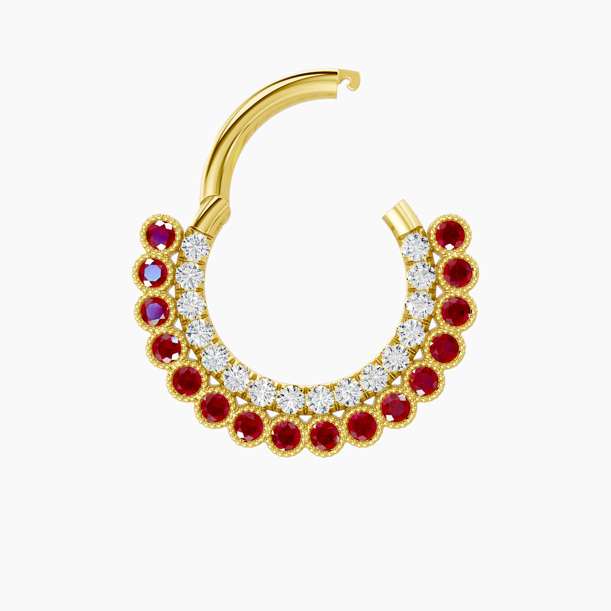 Cassandre | 18k Yellow Gold 8 mm Ruby & Diamond Daith Piercing