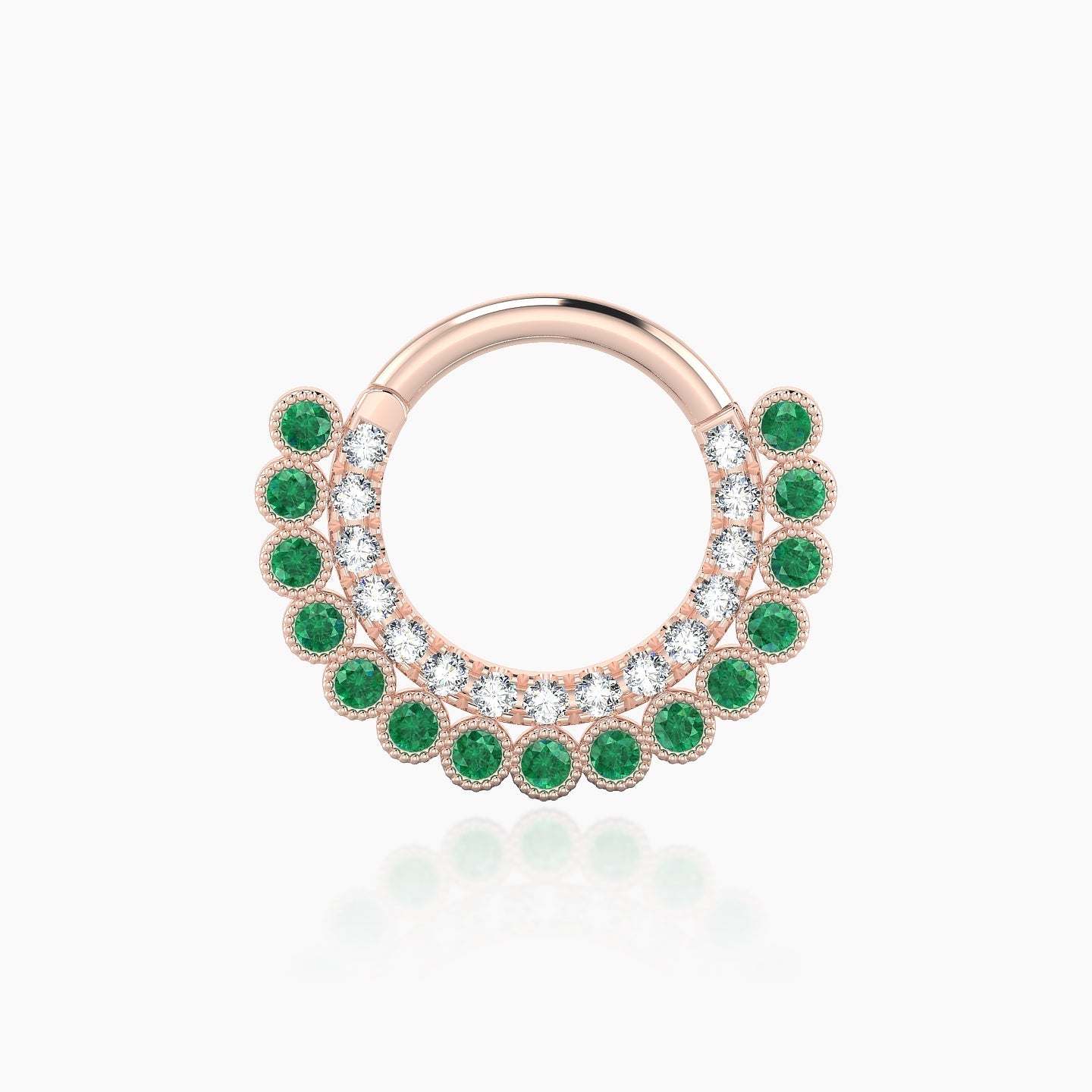 Cassandre | 18k Rose Gold 8 mm Emerald & Diamond Daith Piercing